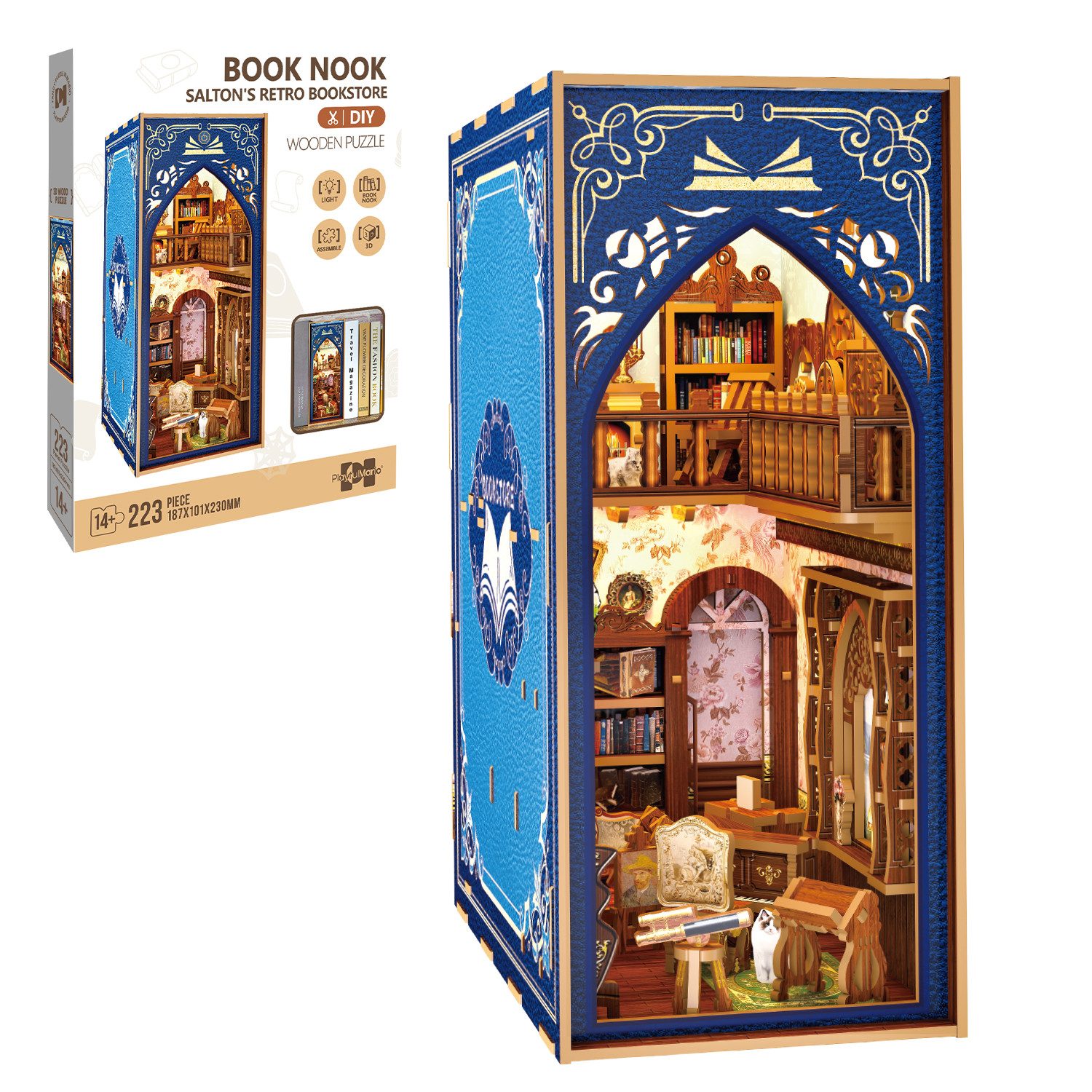Esun 3D-Puzzle Book Nook KIT, DIY-Puppenhaus-Bausatz mit LED-Licht für Erwa günstig online kaufen
