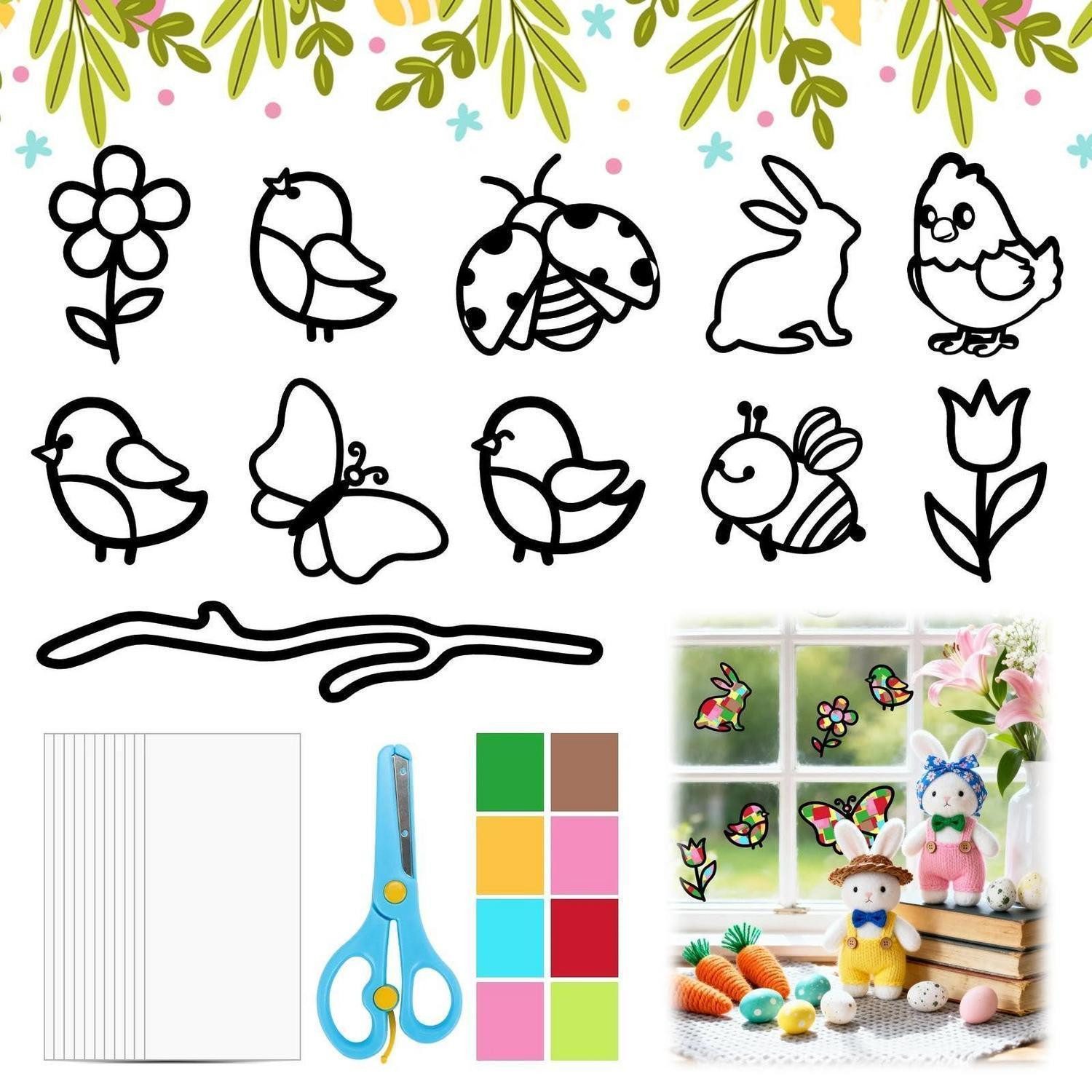 LuxusKollektion Kreativset Bastelset Fensterbilder Frühling Ostern 22 Teile