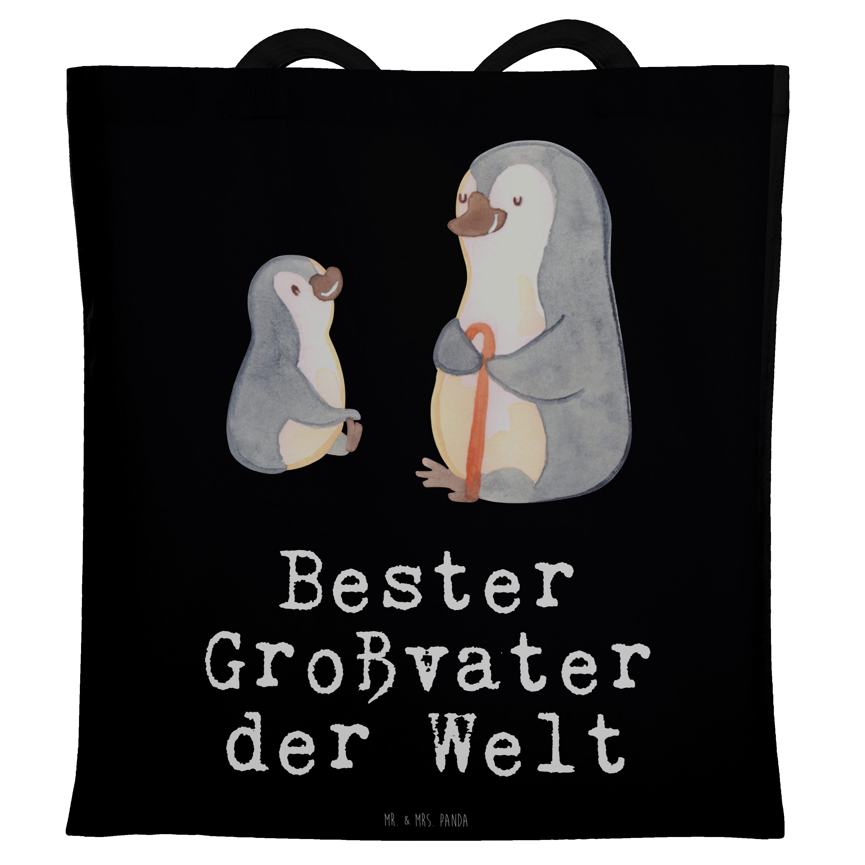 Schwarz Panda Welt (1-tlg) - - der & Pinguin Tragetasche Mitbringsel, Bester Großvater Mr. Mrs. Geschenk,