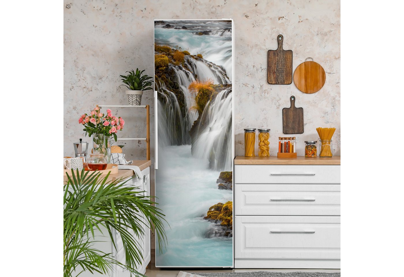 Thumbnail - DEQORI Magnetfolie 'Herbstlicher Wasserfluss', Kühlschrank Magnetmatte magnetisch Magnetfolie Folie Schutz