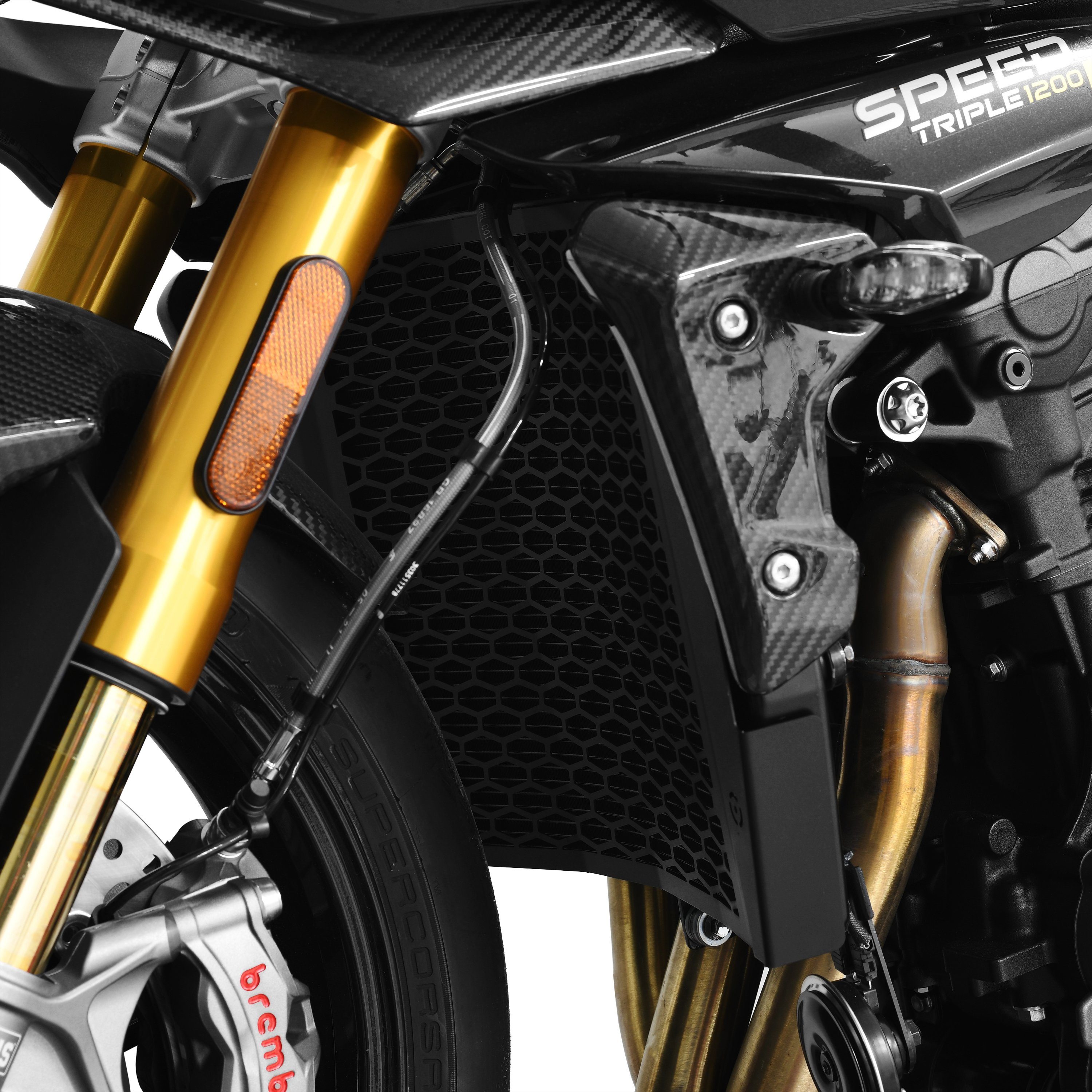 Triple Pro Speed Motorrad-Additiv Kühlerabdeckung Motorradkühlerabdeckung für ZIEGER RR Triumph 1200 schwarz,