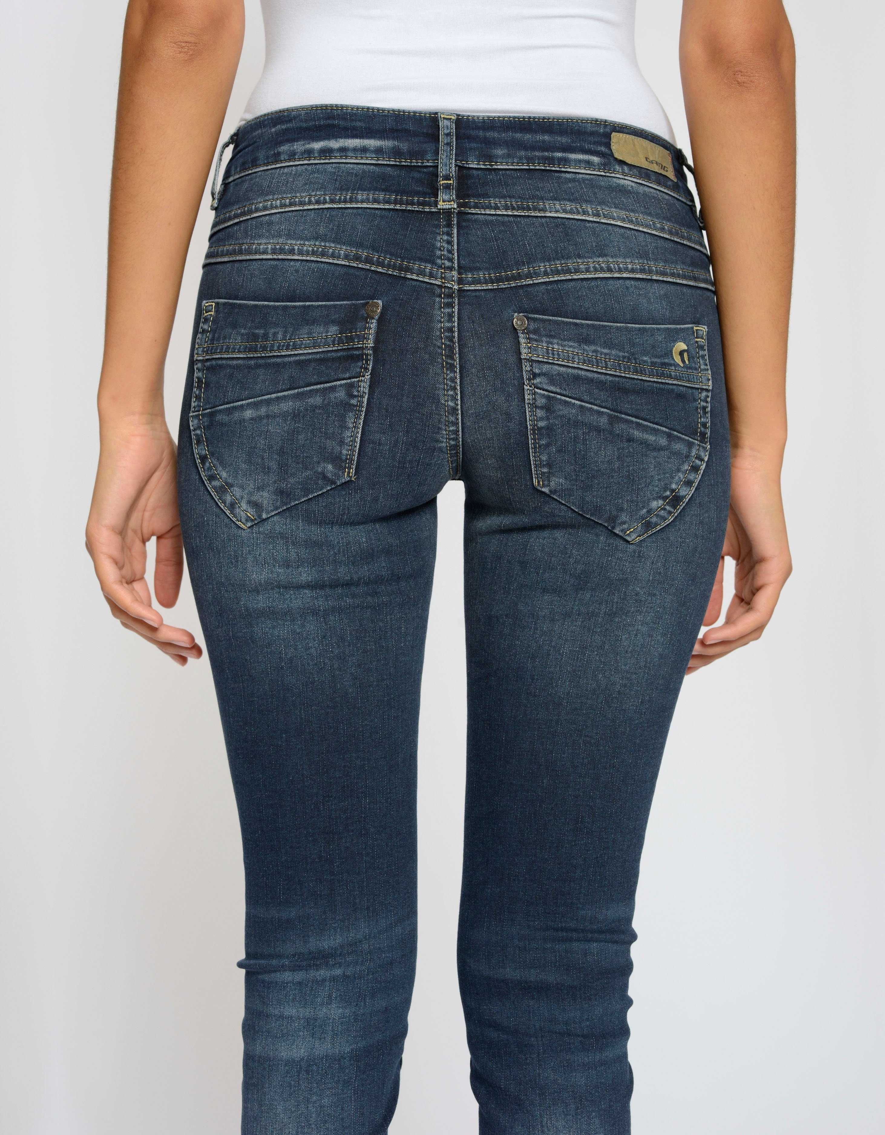 Passe vorne Heavy mit und (dark Dark 3-Knopf-Verschluss blue) Wash 94MORA Skinny-fit-Jeans GANG