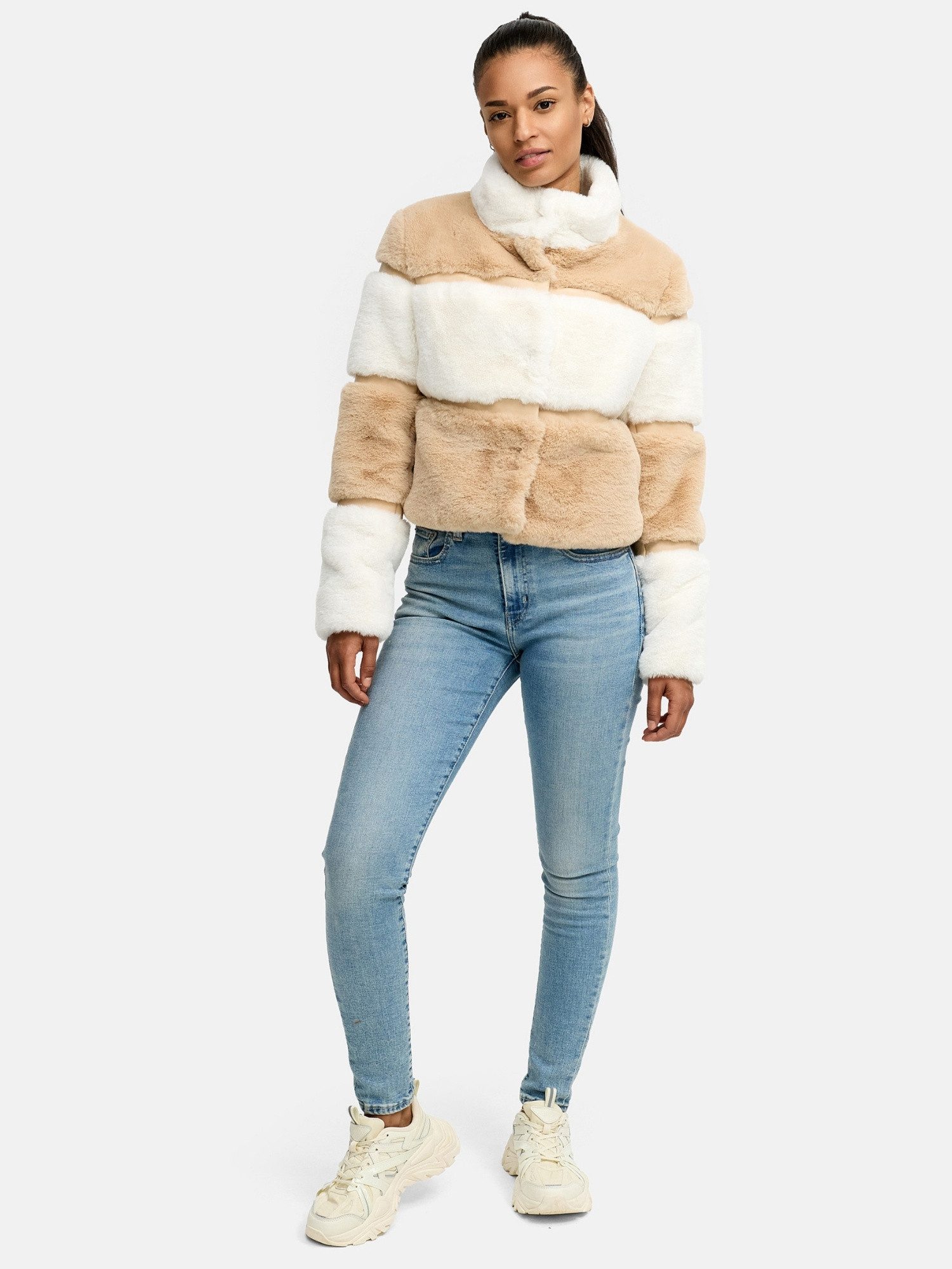 Tazzio Winterjacke F805 Blockstreifen-Design im Teddy-Look, günstig online kaufen