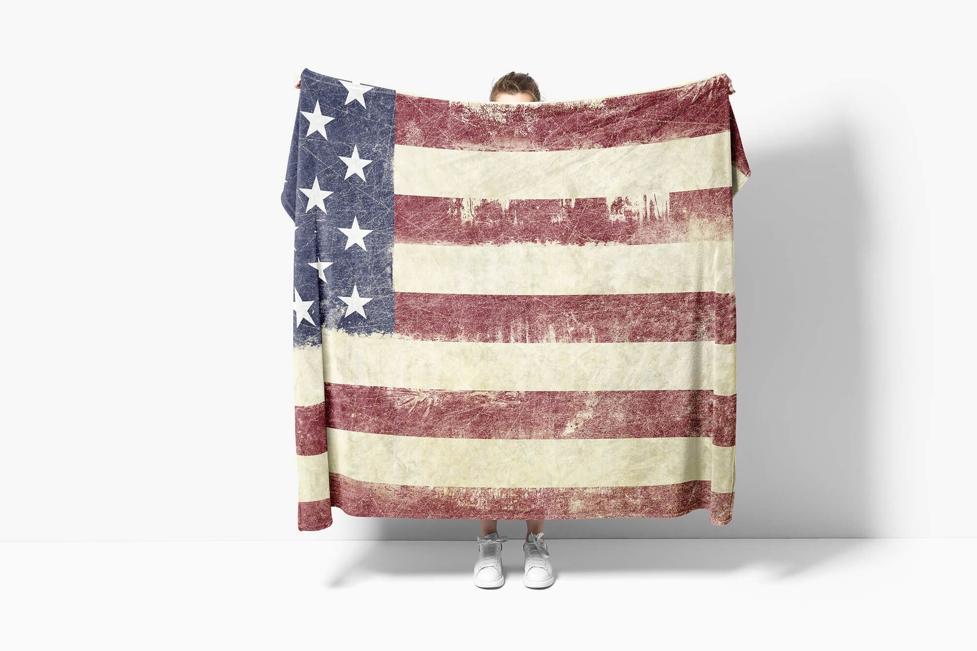 Baumwolle-Polyester-Mix (1-St), Amerikanische Sinus Art Flag, Handtuch Strandhandtuch Kuscheldecke Handtuch Saunatuch mit Fotomotiv Handtücher