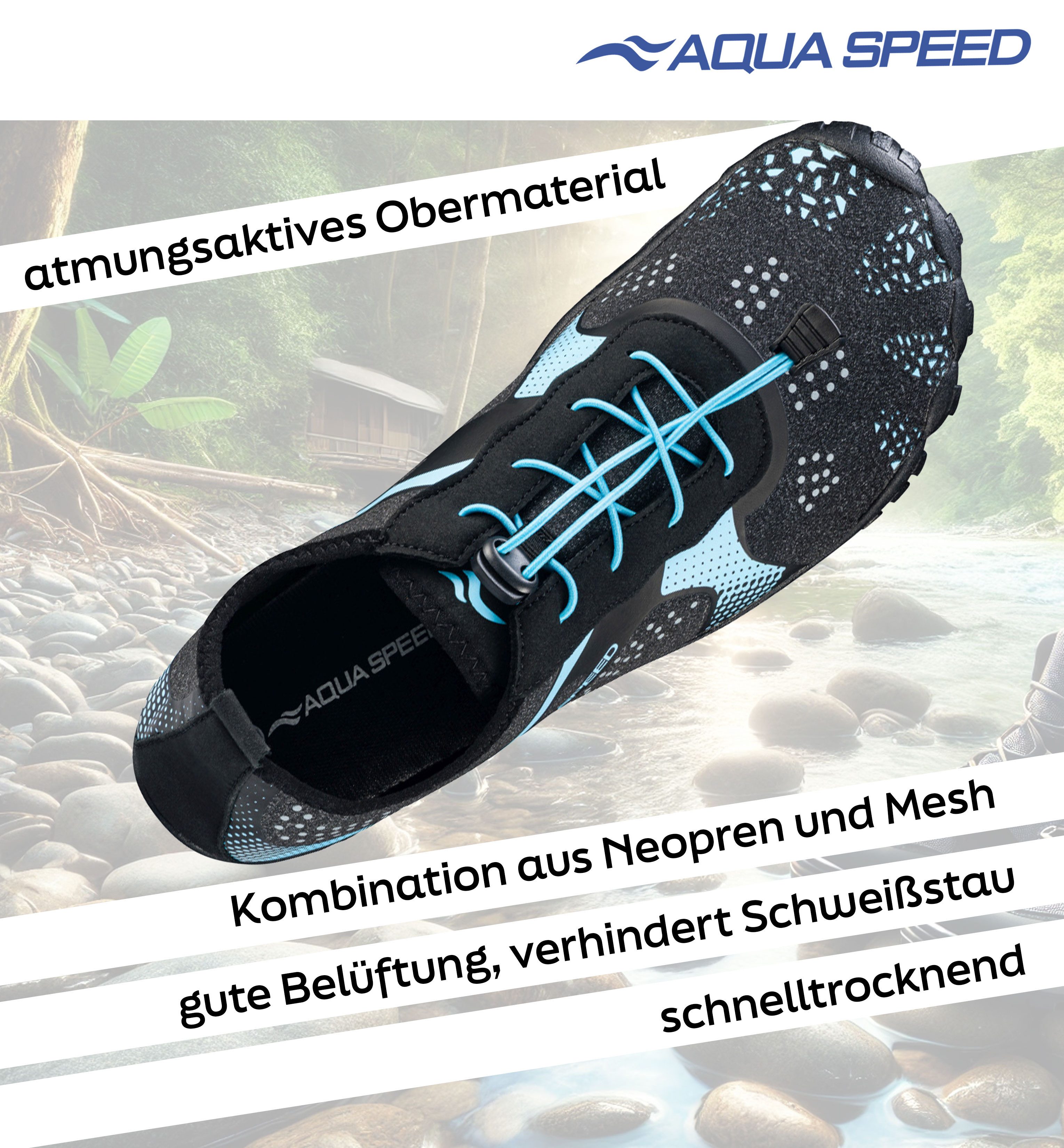 Aqua Speed Nautilus Wasserschuhe Gr. 36 – Hellblau mit Mikrofaserhandtuch Wasserschuh (Leichte Aqua Sneaker mit Grip – ideal für Urlaub & Wasser) Rutschfest & barfußtauglich – ideal für See, Boot & Therme