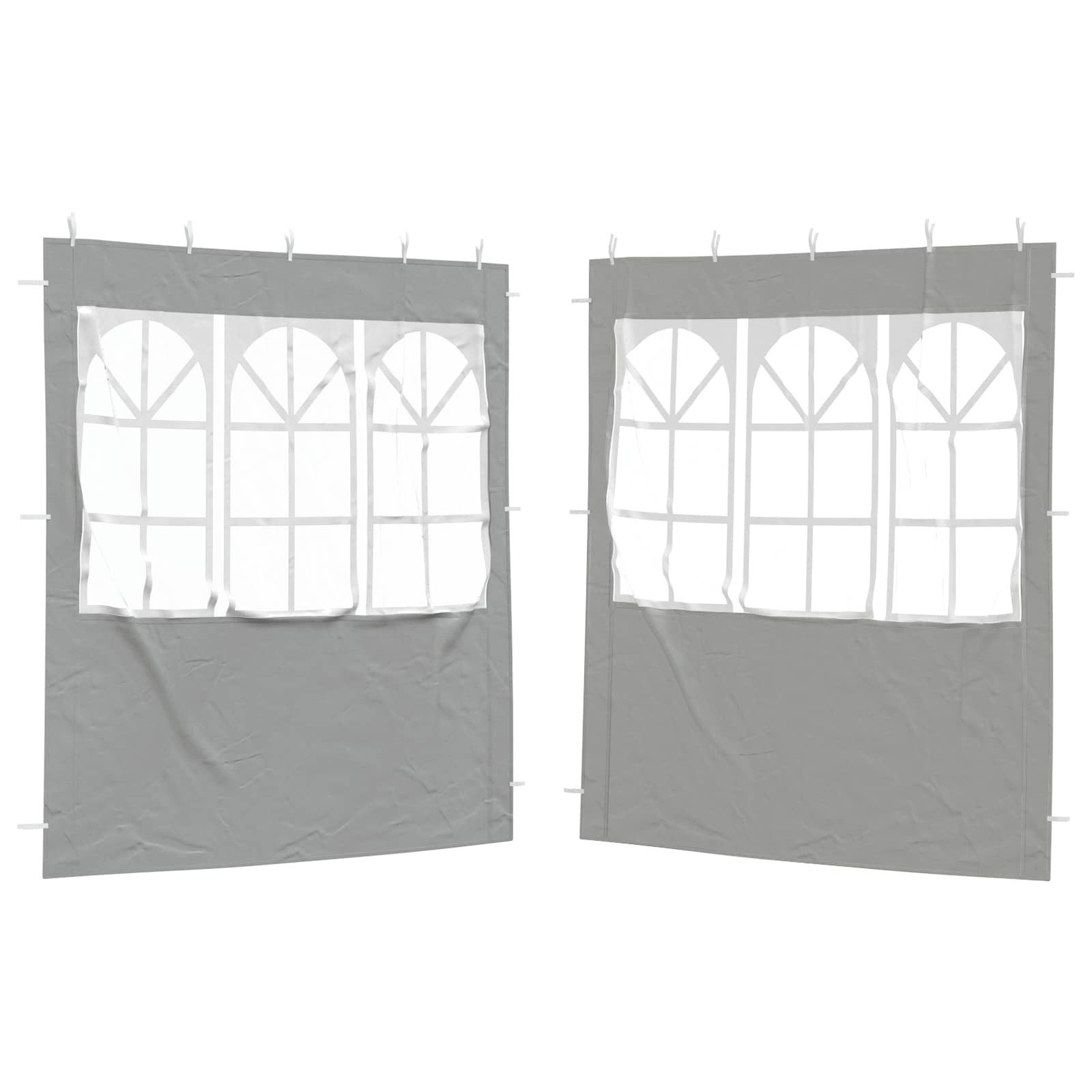 vidaXL Partyzelt Party Zelt Seitenteil 2 pcs 200 x 195 cm Hellgrau PE und Stahl