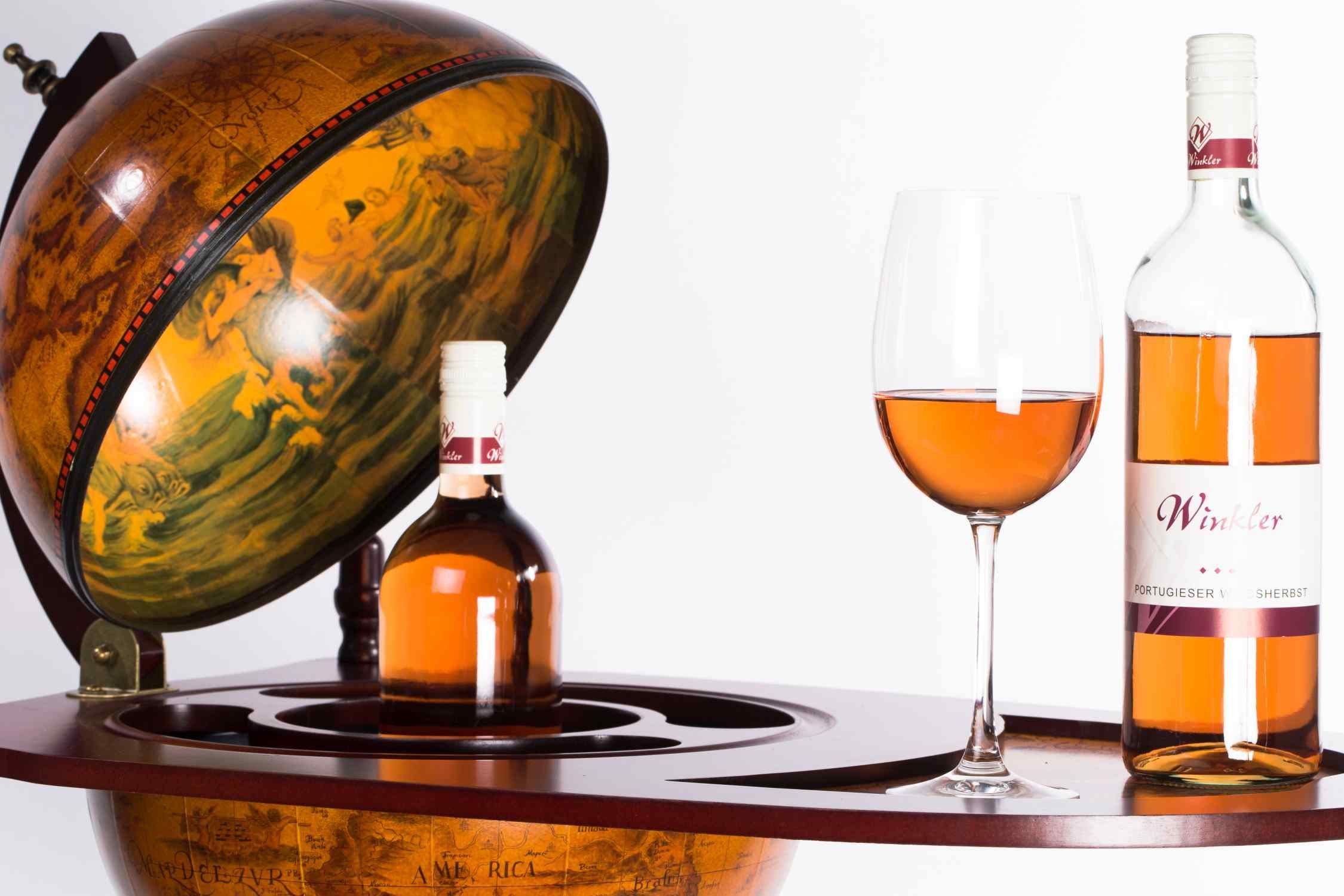 BIRENDY Dekoobjekt Barwagen 33035 Serviertisch, antike Globusbar Bartisch Hausbar Dekobar