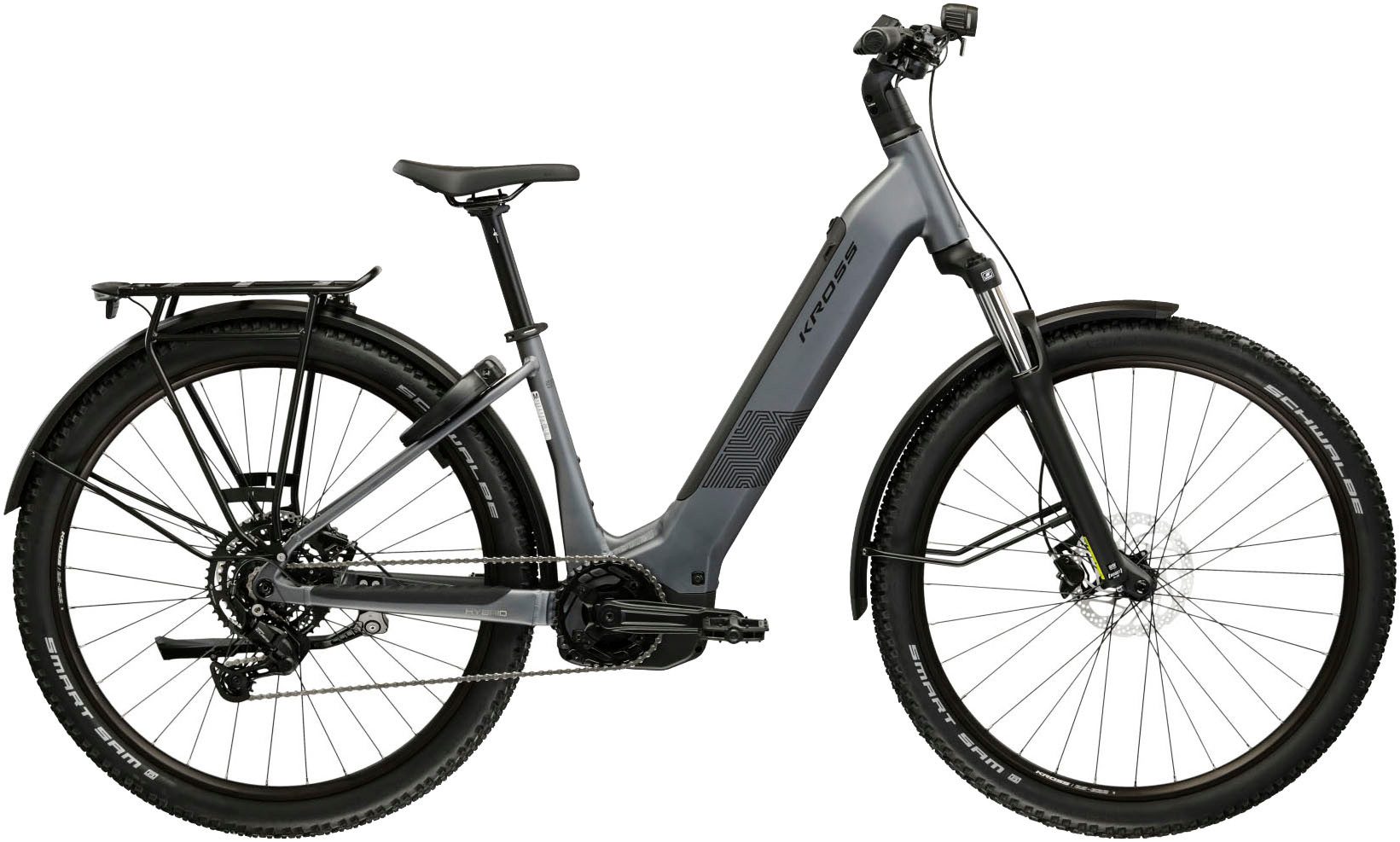 Kross E-Bike ATB Influx Hybrid SUV 2.0 16,7Ah / 600 Wh 29 Zoll grau 9 Gänge 2026, 9 Gang Shimano CUES U4000 Schaltwerk, Kettenschaltung, Mittelmotor, 600 Wh