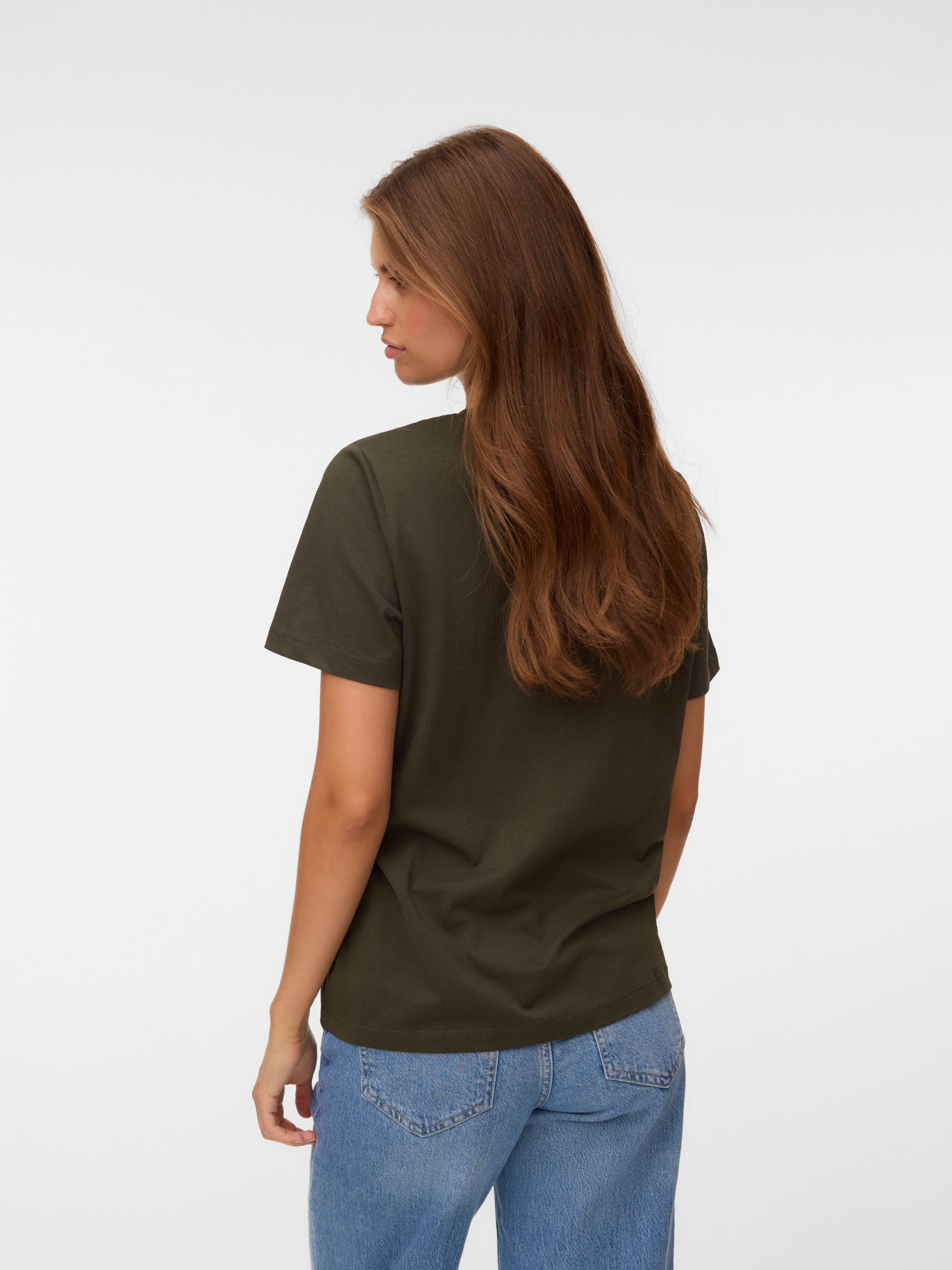 Vero Moda Kurzarmshirt VMPAULINA SS T-SHIRT GA JRS NOOS Baumwolle, regular fit