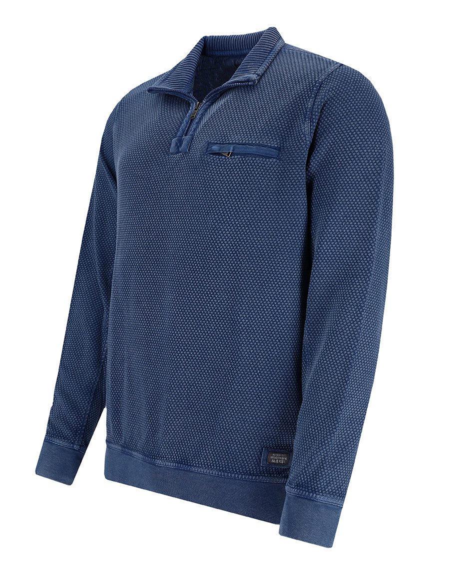 Hajo Sweatshirt Strukturiertes Washer-Sweatshirt in reiner Baumwolle
