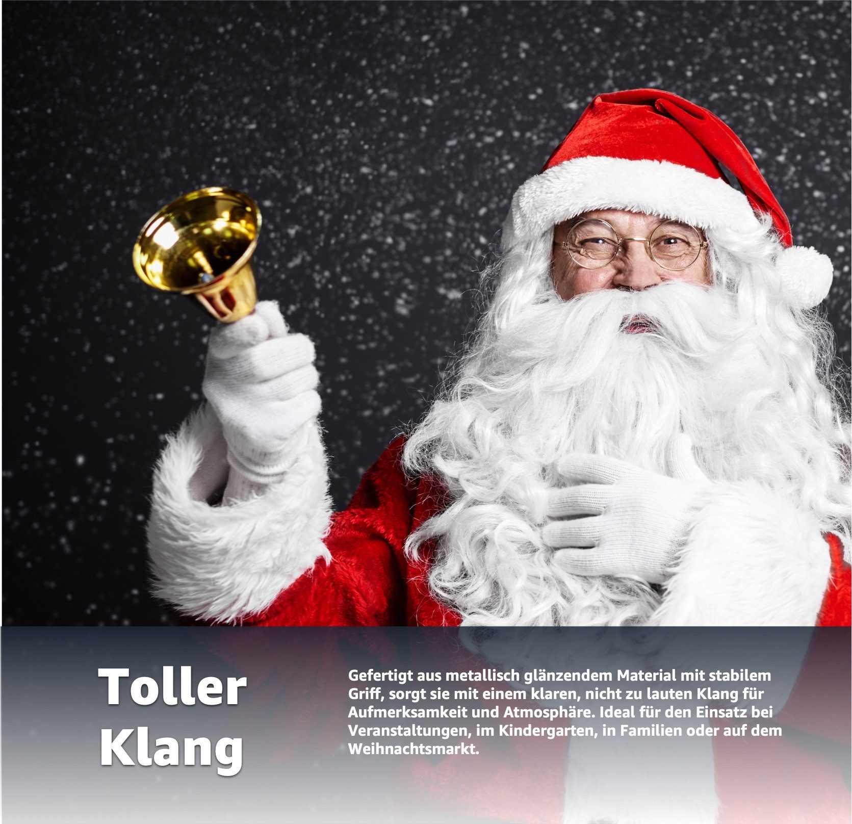Weihnachtswunder® Kostüm Weihnachtsglocke - Nikolausglocke Gold - Nikolaus Kostüm Accessoire, Lauter Ton