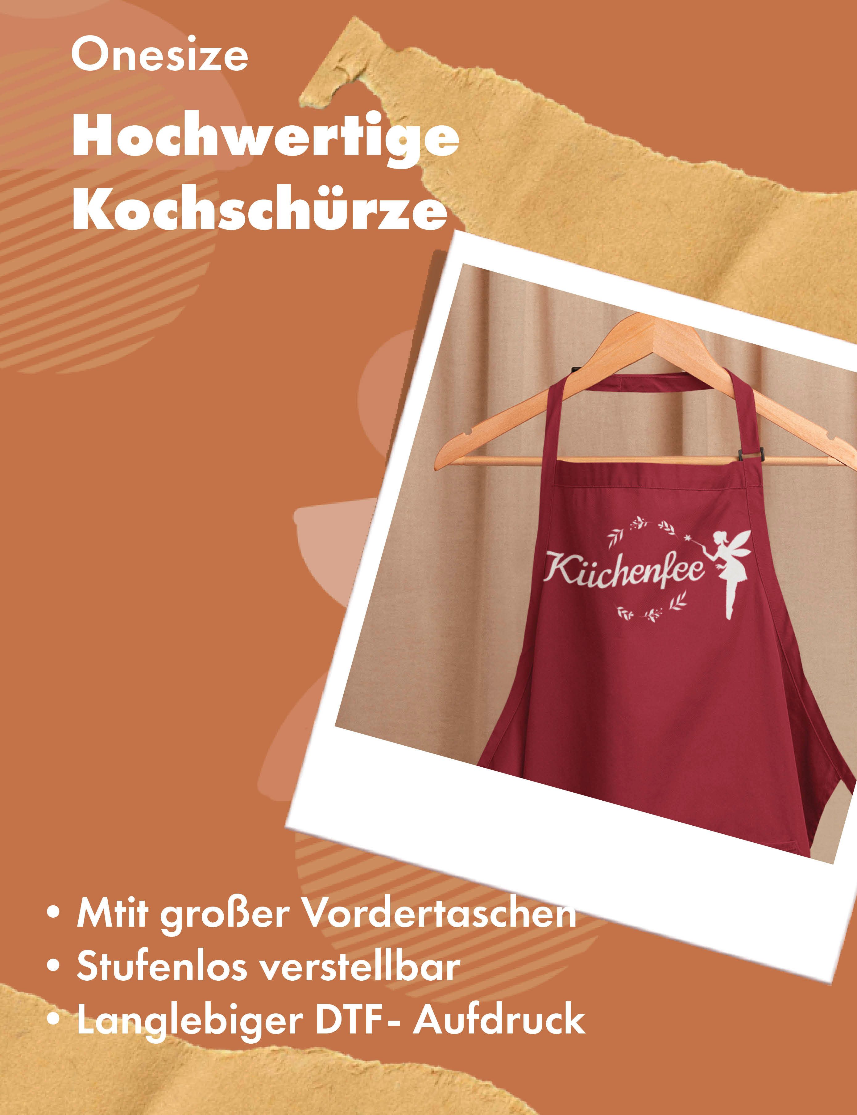 Youth Designz Grillschürze Damen Schürze KÜCHENFEE Print Kochschürze Statement Geschenk Frauen, mit lustigem Spruch & Logo Aufdruck