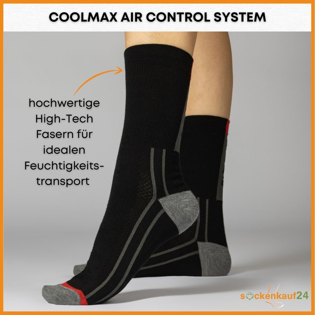 sockenkauf24 Funktionssocken Coolmax Fahrrad-Socken für Herren & Damen (3xSchwarz, 3-Paar, 35-38) Atmungsaktive Radsport Socken 50301P WP
