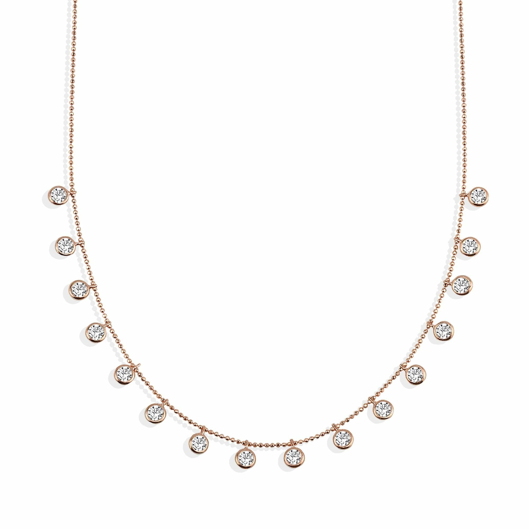 dKeniz Kette mit Anhänger 925/- Sterling Silber rosévergoldet funkelnde Halskette