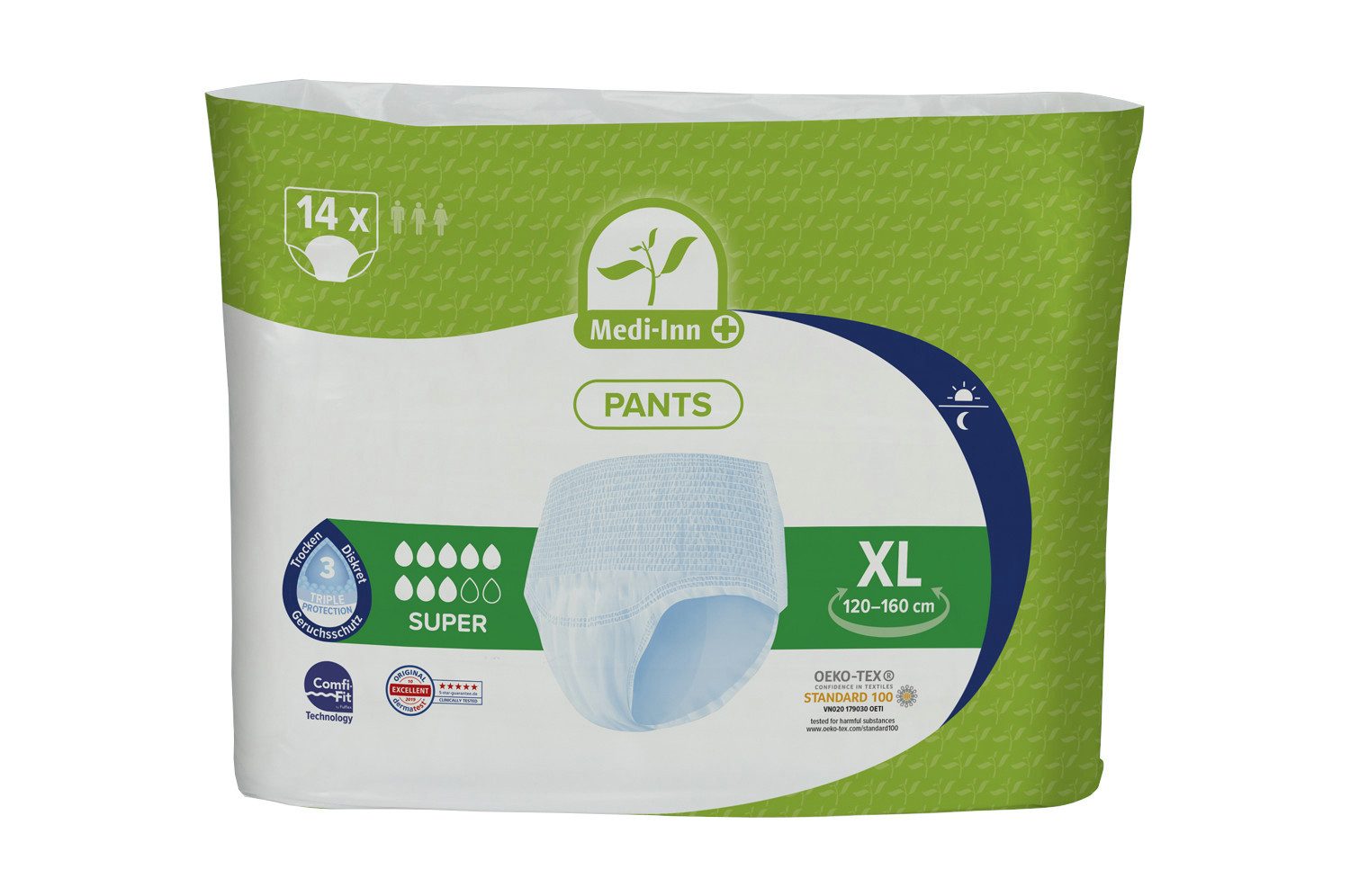 Medi-Inn Windeln Pants SUPER Inkontinenz-Pants, diskreter Schutz, hohe Saugstärke (56-St), Unisex-Passform, geruchsbindend, atmungsaktiv