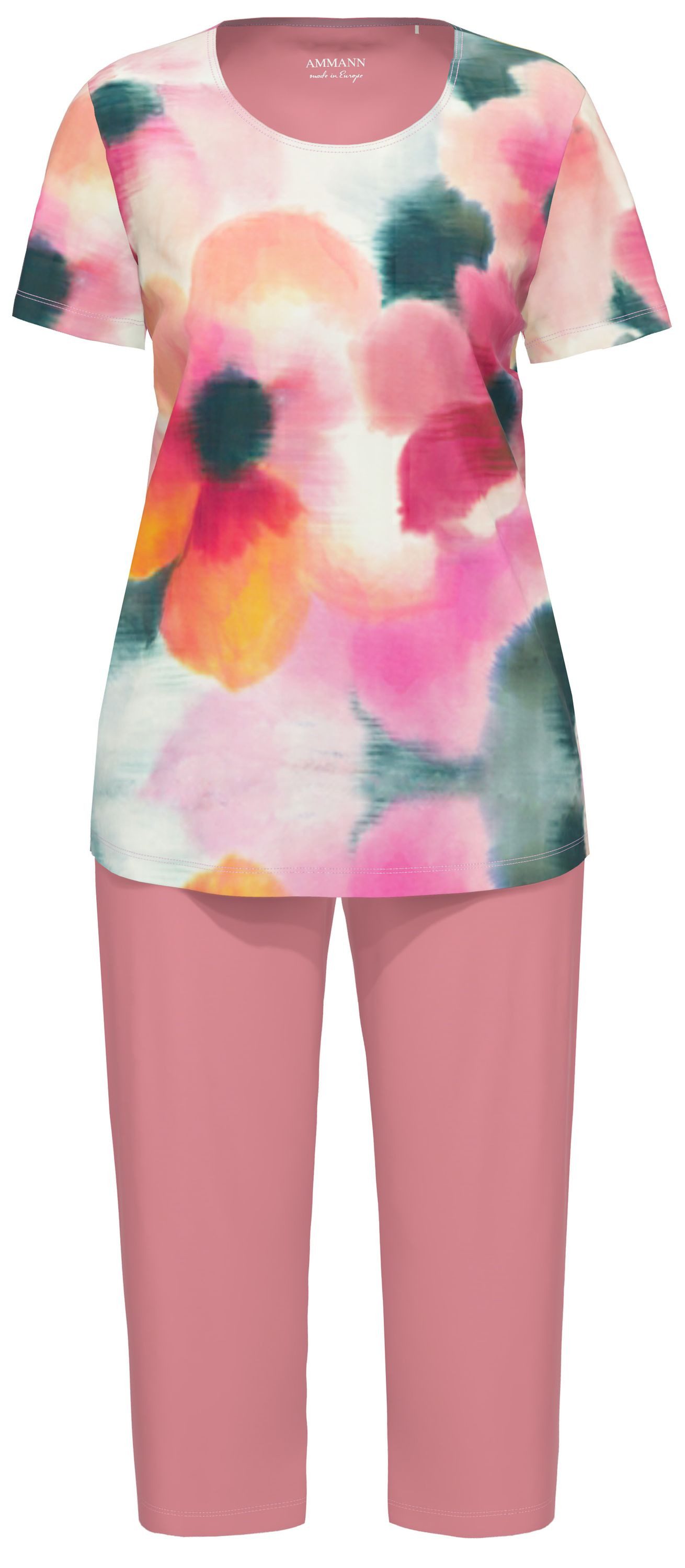 Ammann Schlafanzug Beetroot (Set, 2 tlg., 2-teilig) Damen Pyjama 3/4 Hose Kurzarm Baumwolle-Modal-Mix Sommer