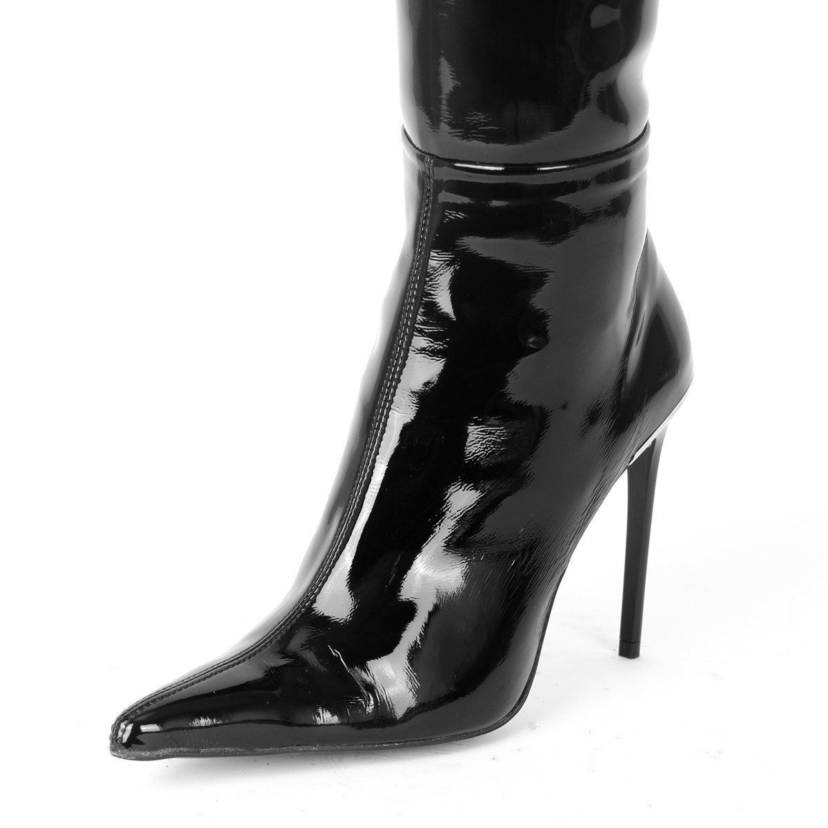Fernando Berlin Stiletto extra spitz (Modell 560) Vinyl schwarz Overkneestiefel