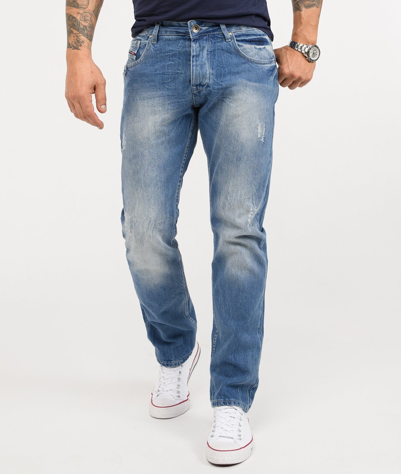 Rock Creek Regular-fit-Jeans Herren Jeans Stonewashed günstig online kaufen