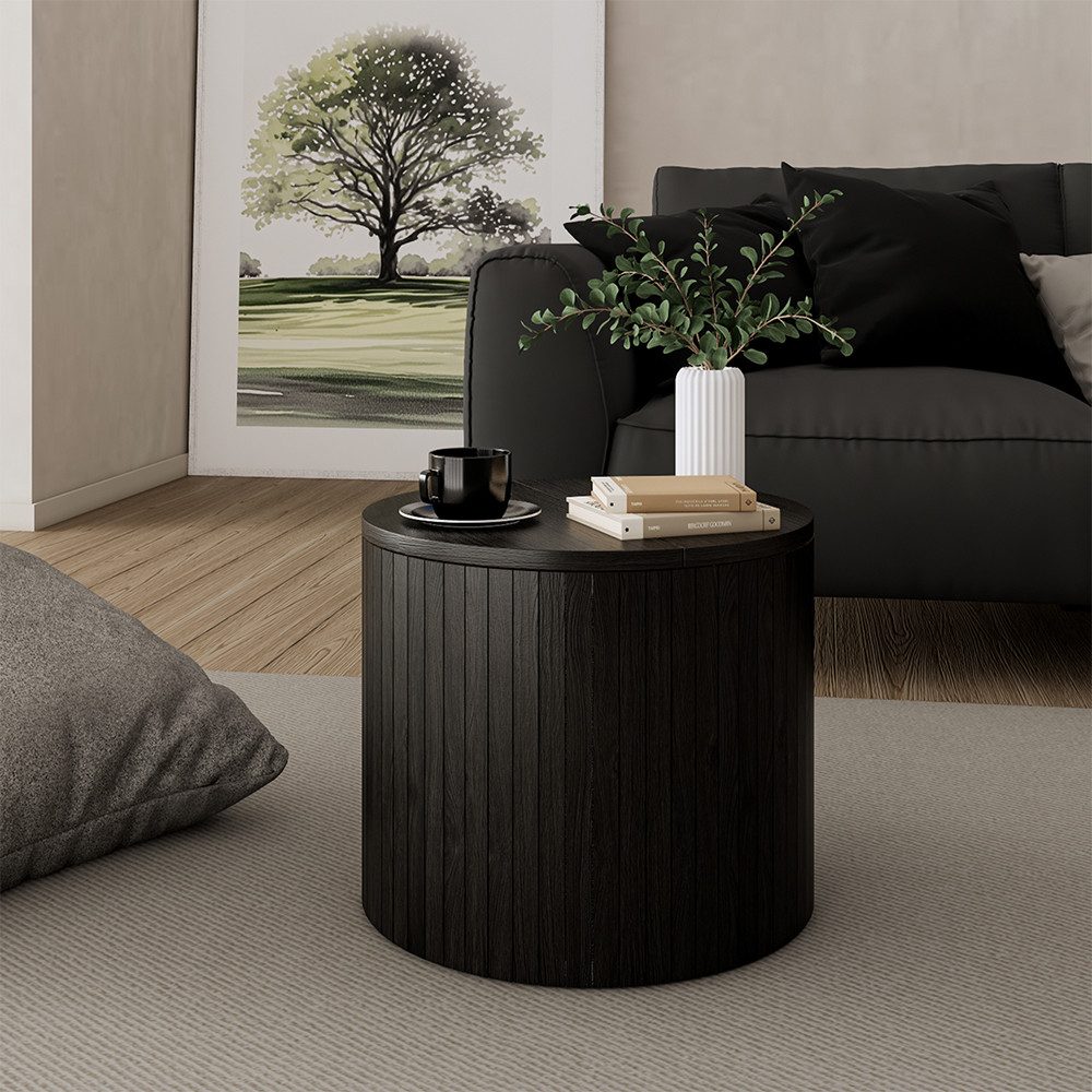 Vicco Couchtisch Tavilo, Eiche/Schwarz, 38 x 38 cm