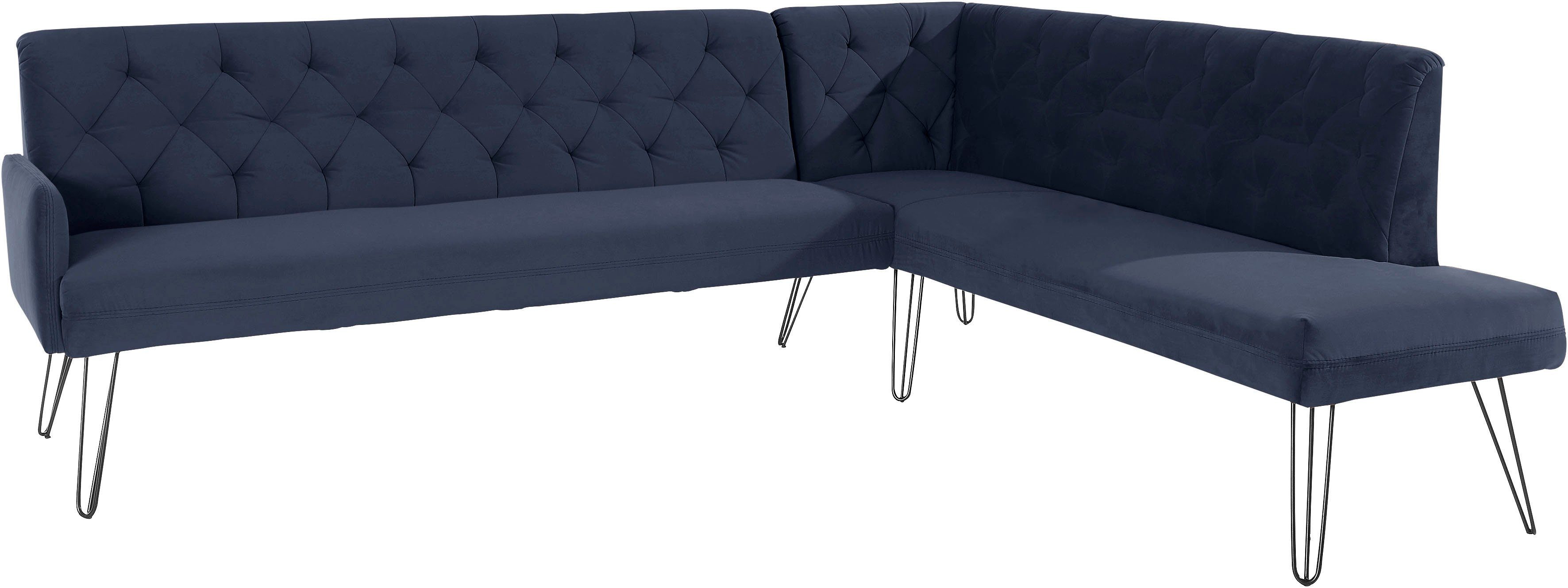 exxpo - sofa fashion Eckbank Doppio, Chesterfield Optik, komfortabel und bequem, hohe Designfüße, Frei im Raum stellbar