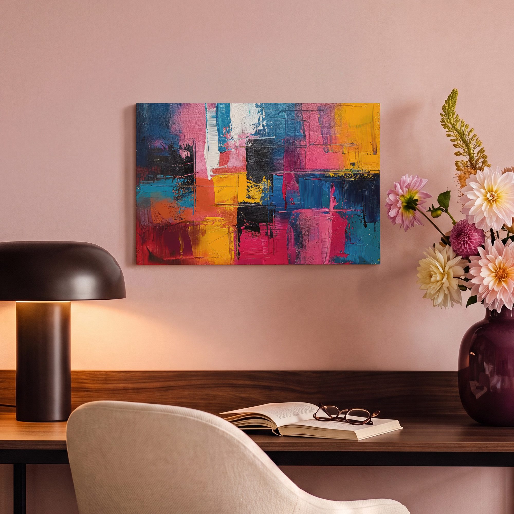 OneMillionCanvasses® Leinwandbild Lackierung - Kunst - Modern - Abstrakt, Fotodruck (1 St), Leinwand Bilder Klein, Wand Dekoration Aesthetic 30x20 cm – Bild 4 von 5