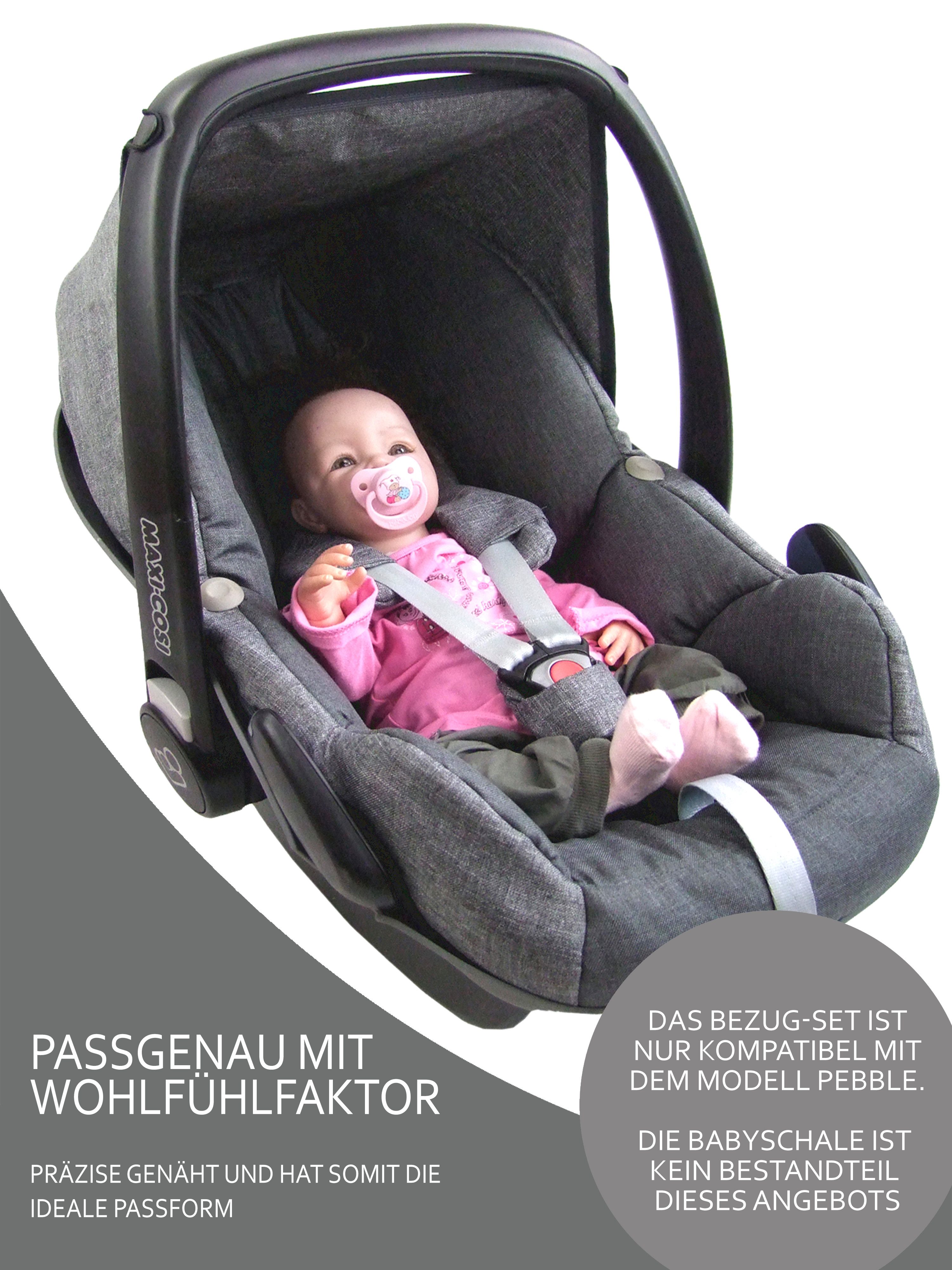BambiniWelt by Rafael K. Babyschale Ersatzbezug kompatibel mit Maxi Cosi Pebble Babyschale 5-tlg, ab: 0+, bis: 14 Monate