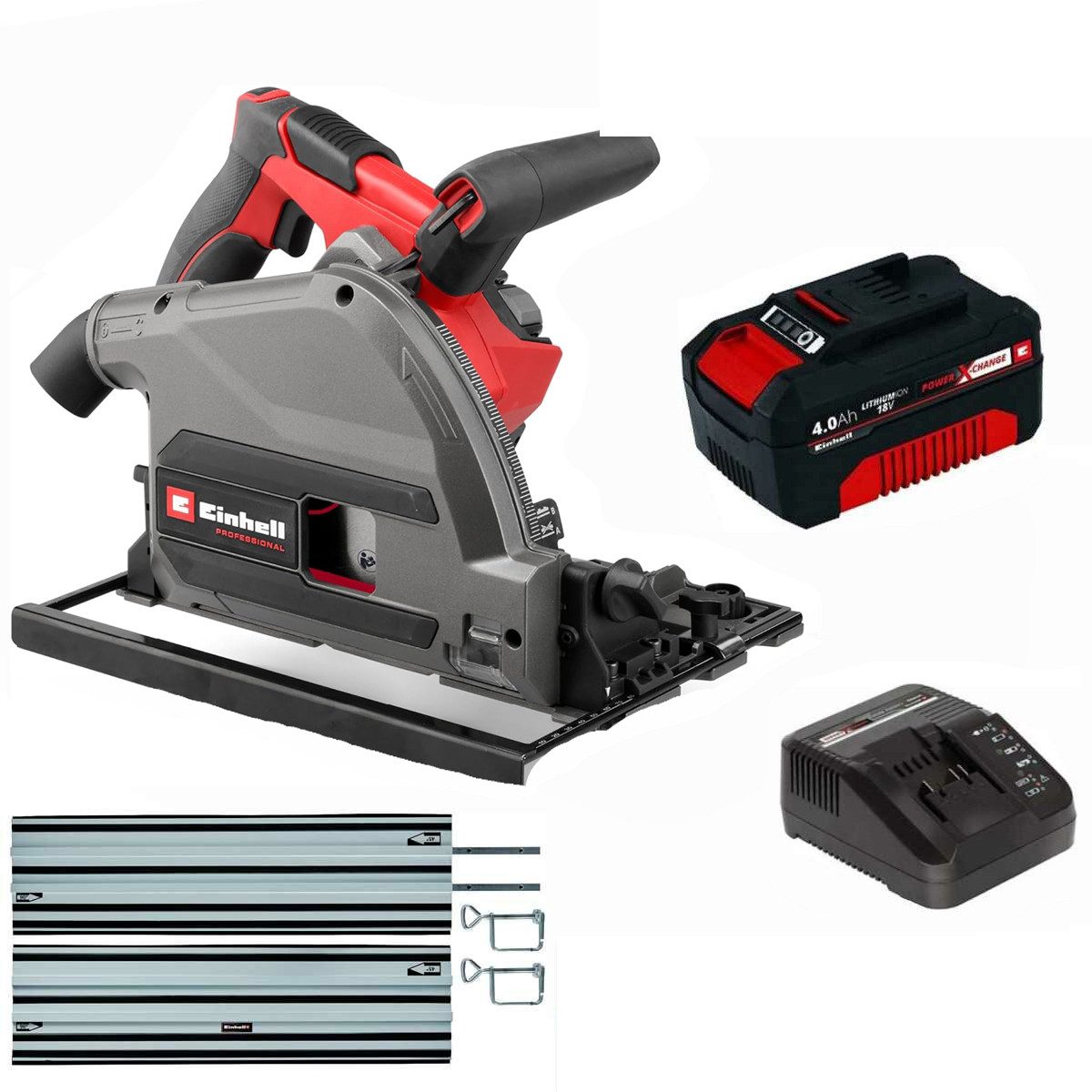Einhell Akku-Tauchsäge Einhell Tauchsäge TP-PS 18/165 Li BL -Führungsschiene, mit Akku 4.0 Ah