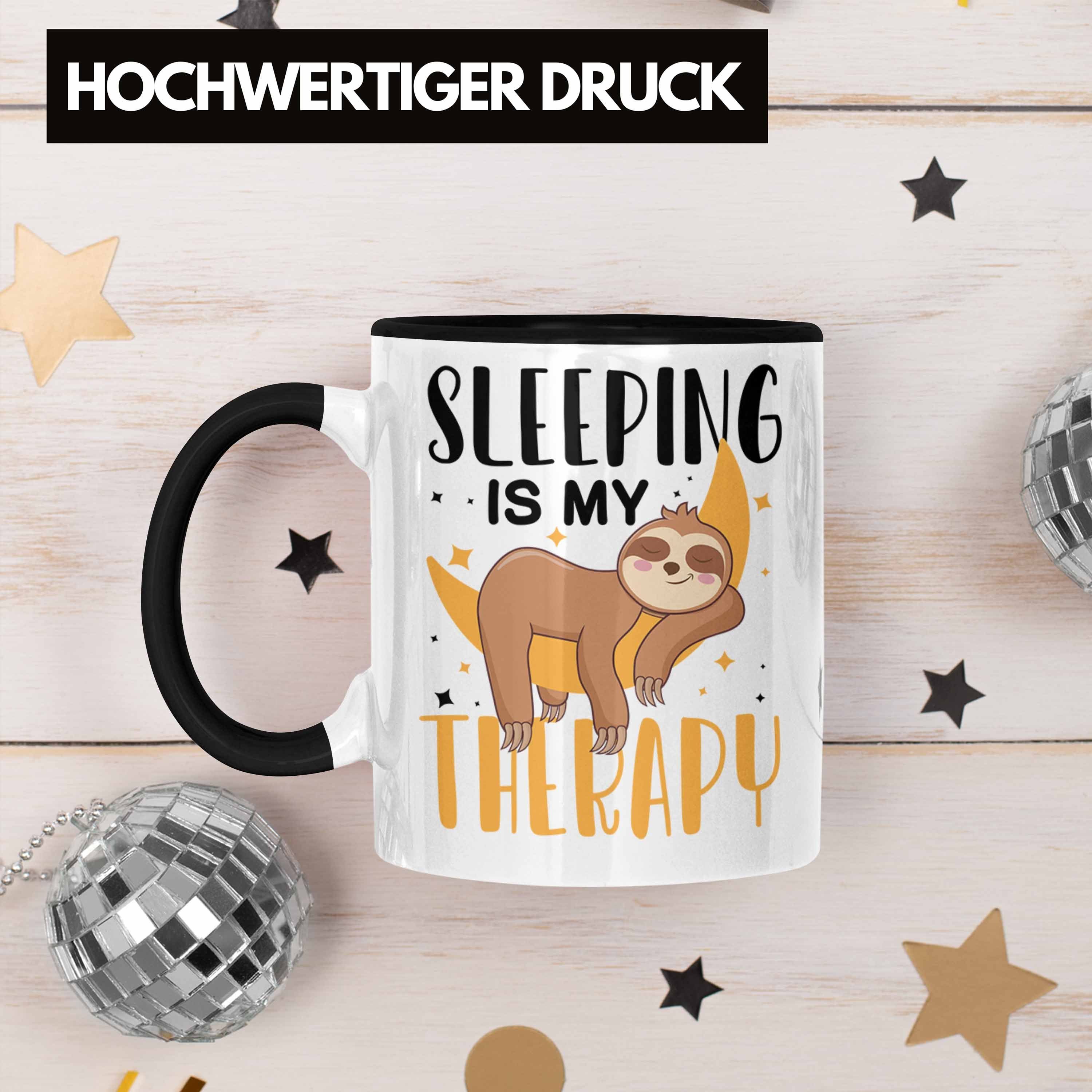 Tasse My Schwarz Is - Geschenk Sleeping Faultier Therapy Trendation Tasse Trendation