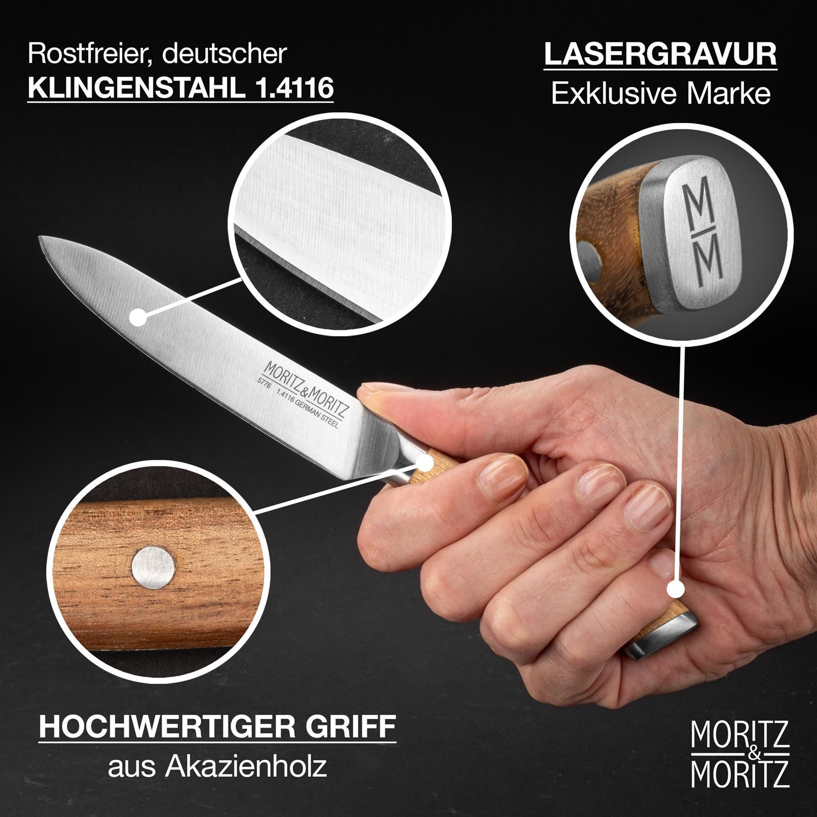 Moritz & Moritz Kochmesser Universal Kochmesser, 13cm Klinge, ergonomischer Griff