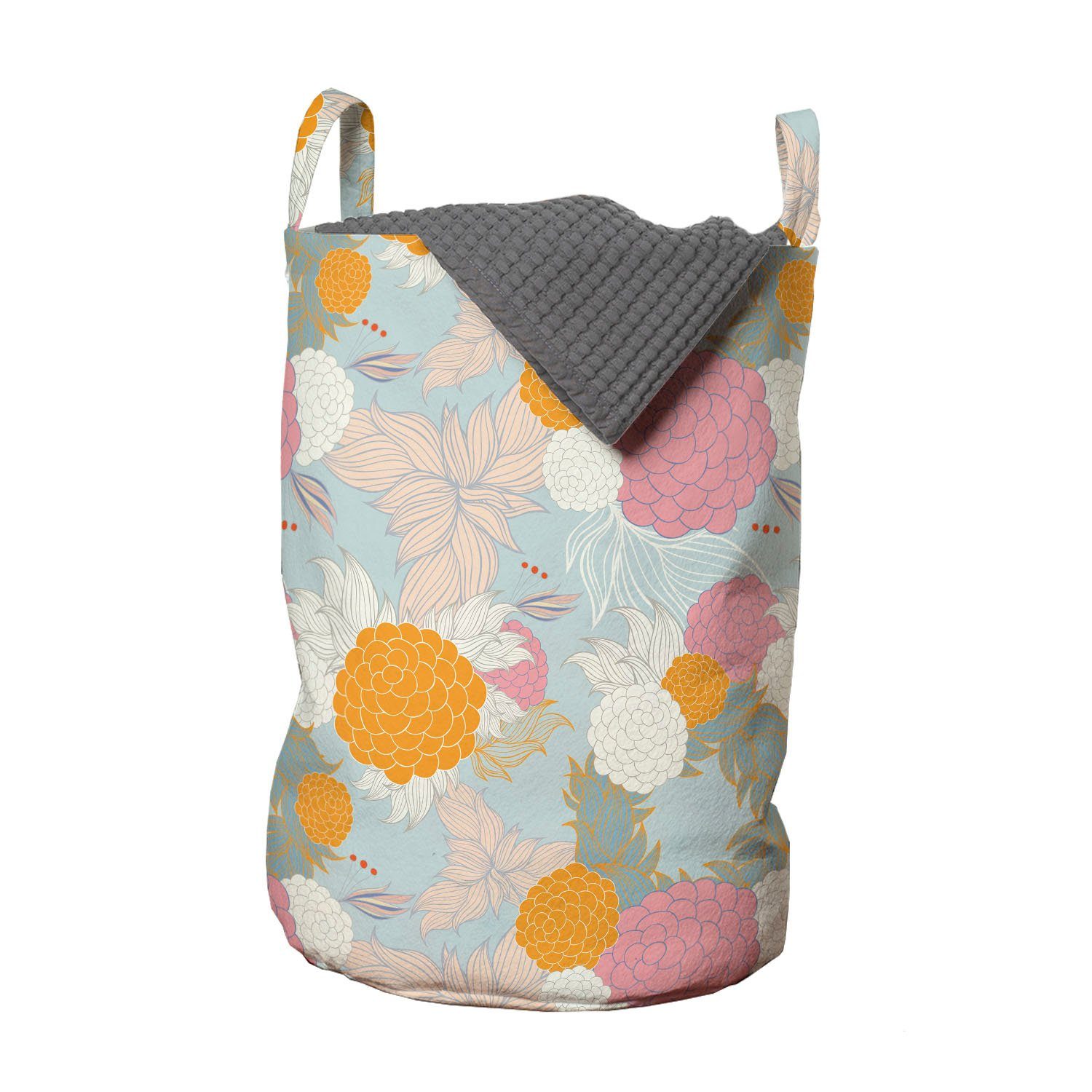 Abakuhaus Wäschesäckchen Wäschekorb mit Griffen Kordelzugverschluss für Waschsalons, Blumen Pastelltöne Blumen