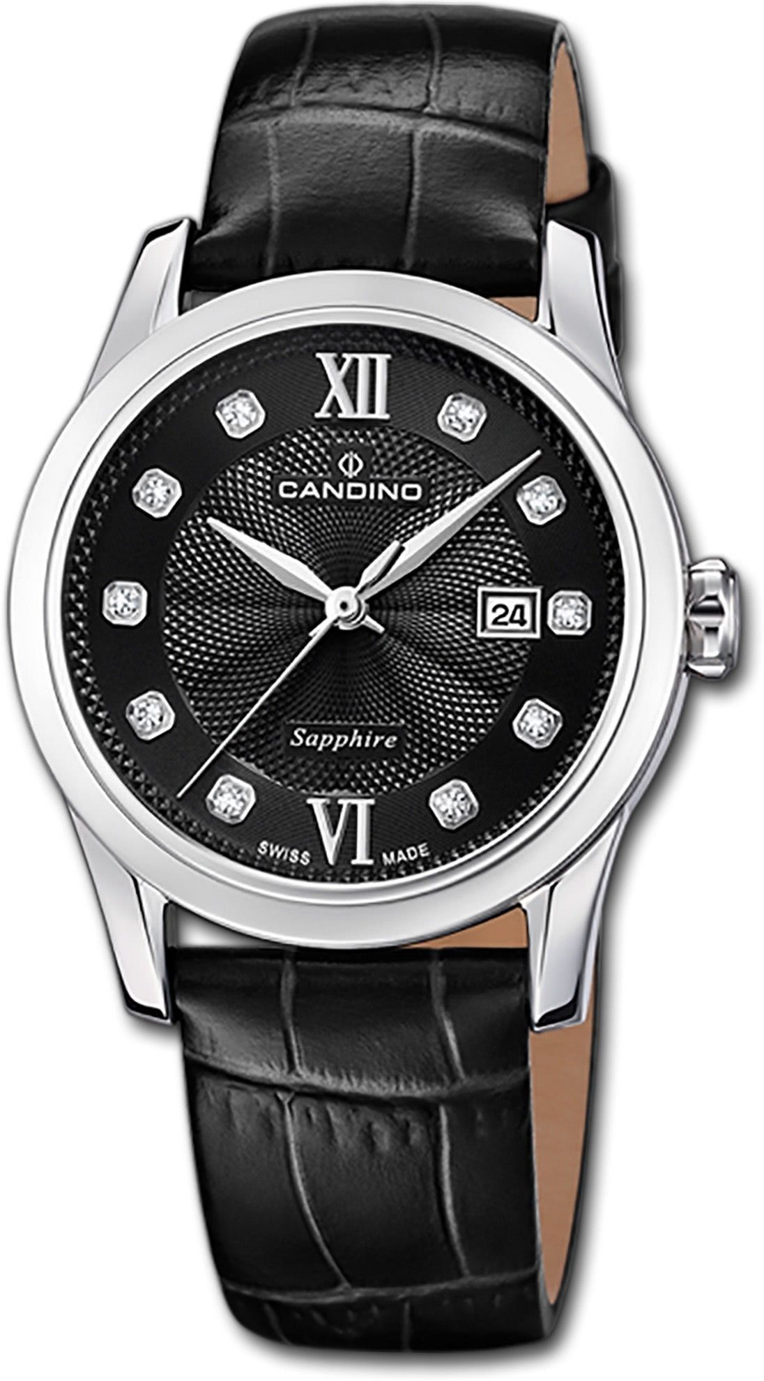 Armbanduhr schwarz Candino rund, Classic, Quarzuhr Damen Damenuhr Edelstahlarmband Candino