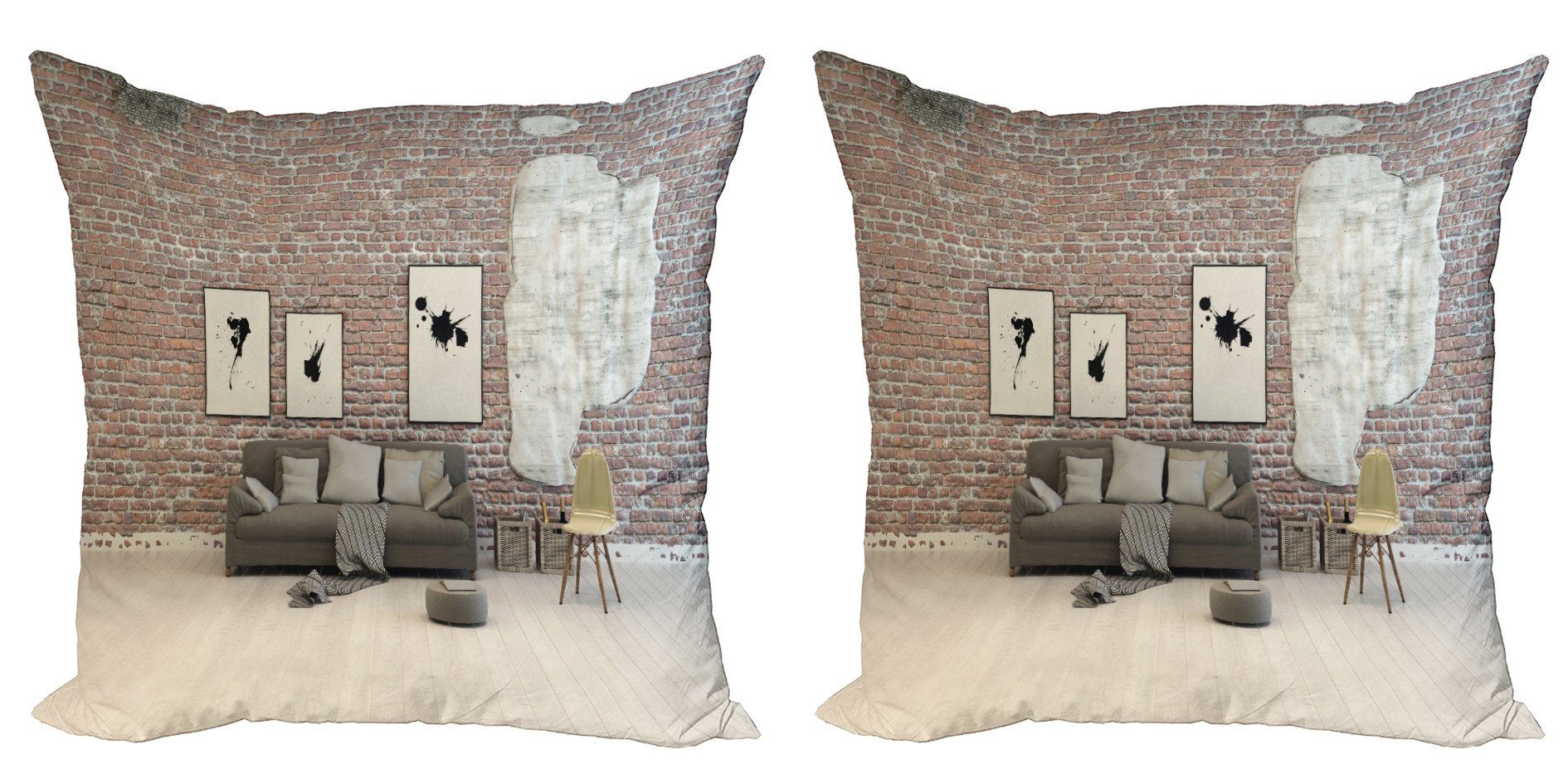 Kissenbezüge Modern Accent Doppelseitiger Digitaldruck, Abakuhaus (2 Stück), Ziegelwand Apartment Zimmereinrichtung