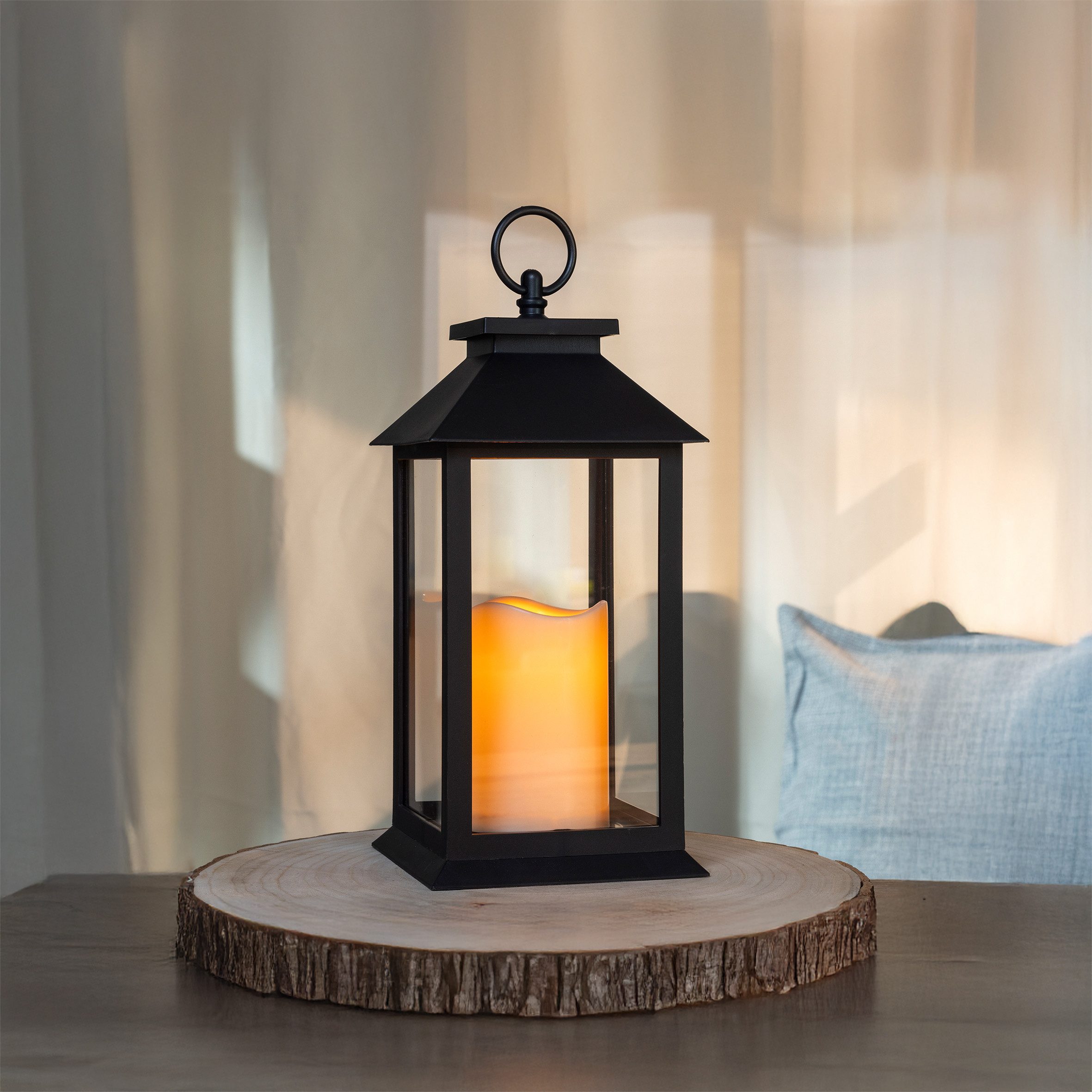 Spetebo Kerzenlaterne Laterne schwarz inklusive LED Kerze mit Flacker Effekt (Artikel, 1x Laterne mit 1x LED Kerze), Deko Leuchte mit Kerzenflackern Batterie betrieben