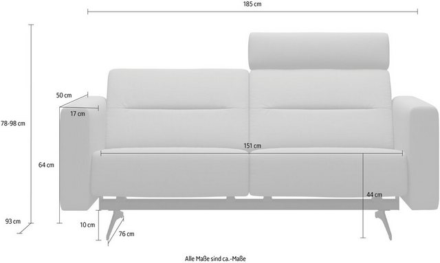 Stressless® 2-Sitzer »Stella«, mit Zwischennaht im Rücken, Armlehnen S2, Fuß Chrom, Breite 185 cm-Otto