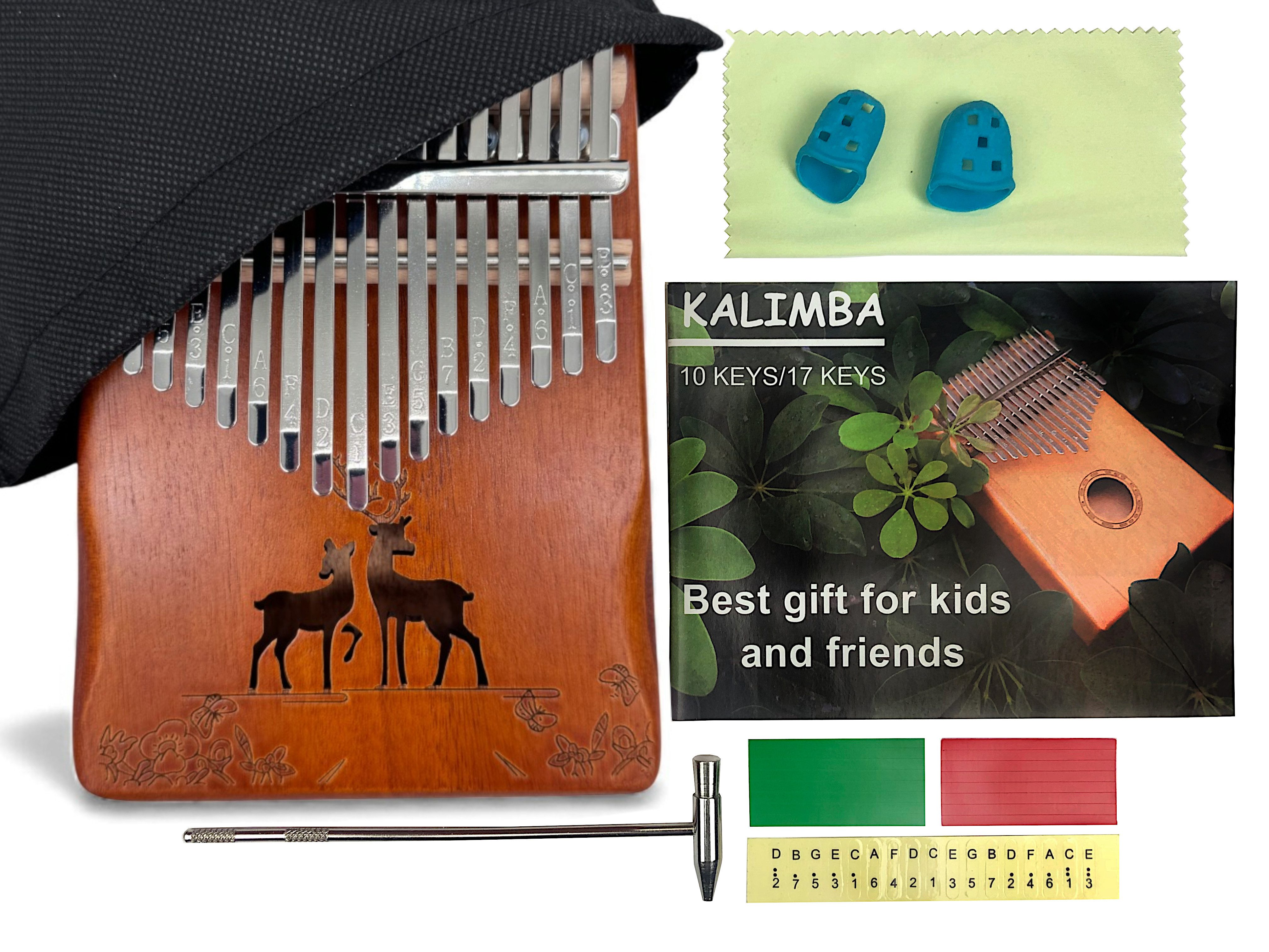 Leuchtklang Kalimba C17K C-DUR 17 Tasten Daumenklavier Thumb Piano Mahagoni Toller Klang, Katze