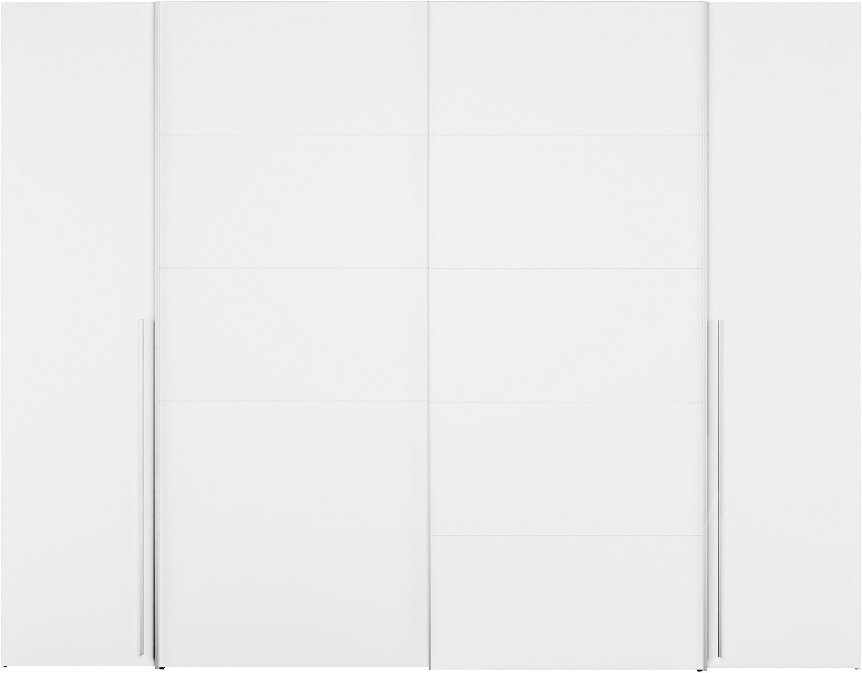 FORTE Kleiderschrank Narago, Kombischrank, modernes Design (B/H/T ca. 270/210/61cm, auch mit Premiumausstattung) Kombination aus Schwebetüren mit seitlichen Drehtüren, Made in Europe