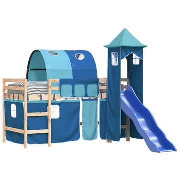 vidaXL Bett Kinderhochbett mit Turm Blau 80x200 cm Massivholz Kiefer