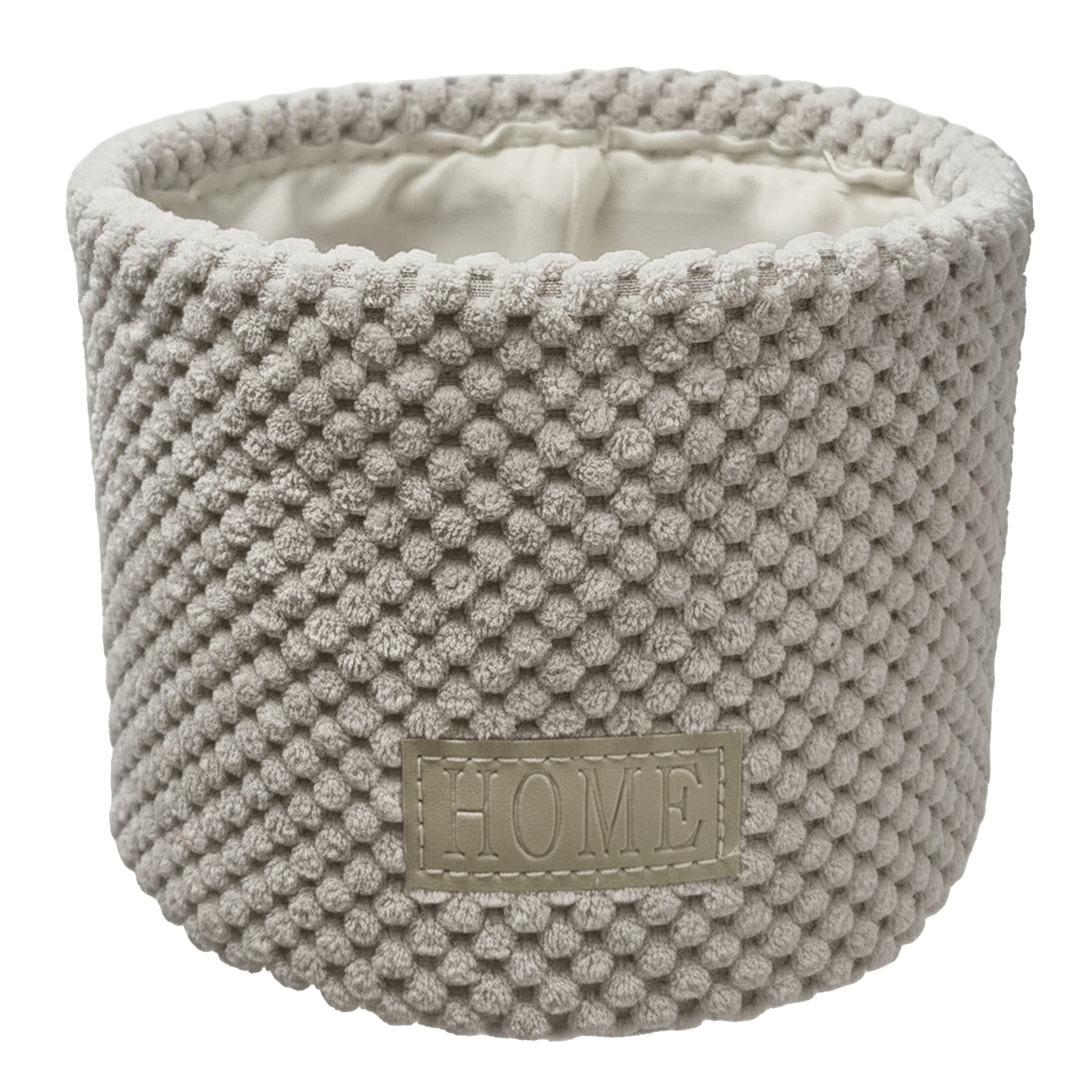 B&S Aufbewahrungskorb Korb / H 16 x Ø 22 cm / Strickmuster / hellbeige / Rund