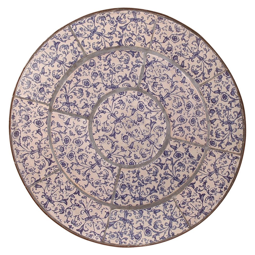 Esschert Design BV Gartentisch Esschert Design Aged Ceramic Tisch, weiß/blau, 60x60x69.5 cm, AC91