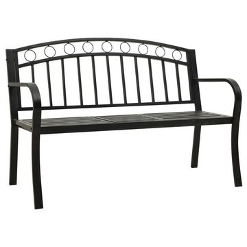 furnicato Gartenbank mit Tisch 125 cm Stahl Schwarz