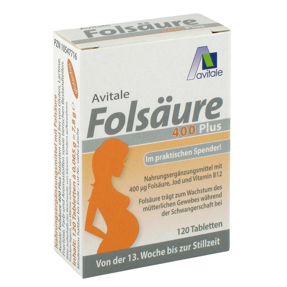 Avitale GmbH FOLSÄURE 400 Plus B12+Jod Tabletten Tabletten, 120 St.