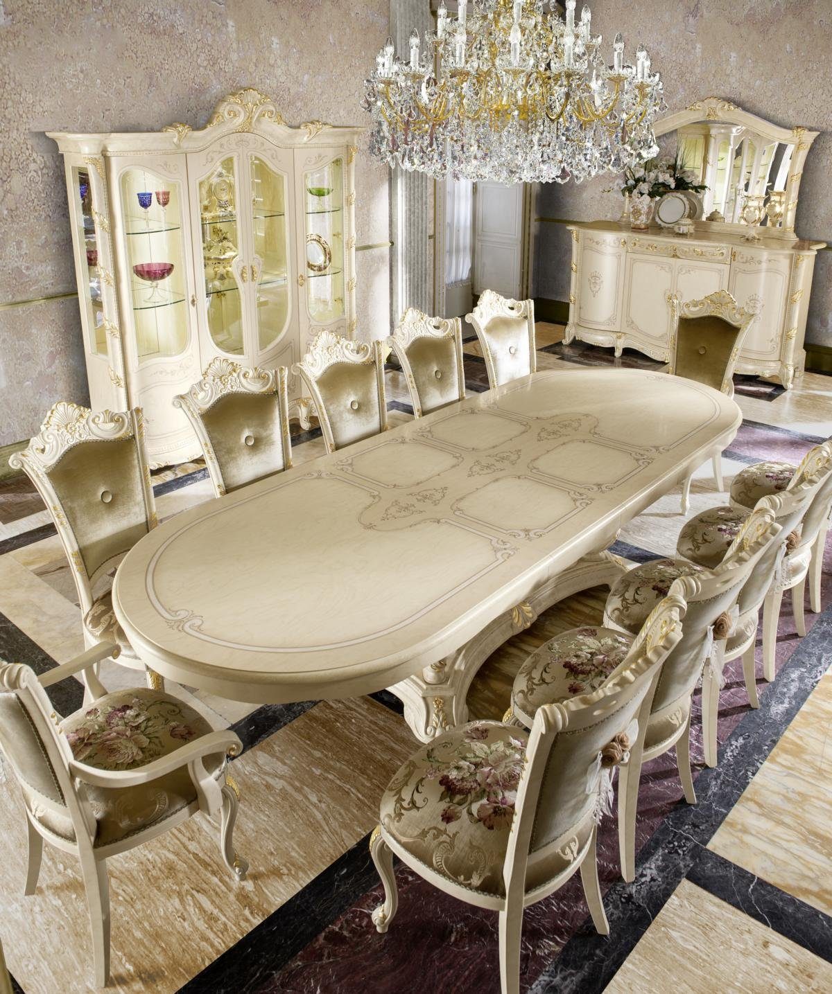 JVmoebel Esstisch Italienischer Massivholztisch in elegantem Beige, oval (Packung, 1-St., Tisch), Made in Europa