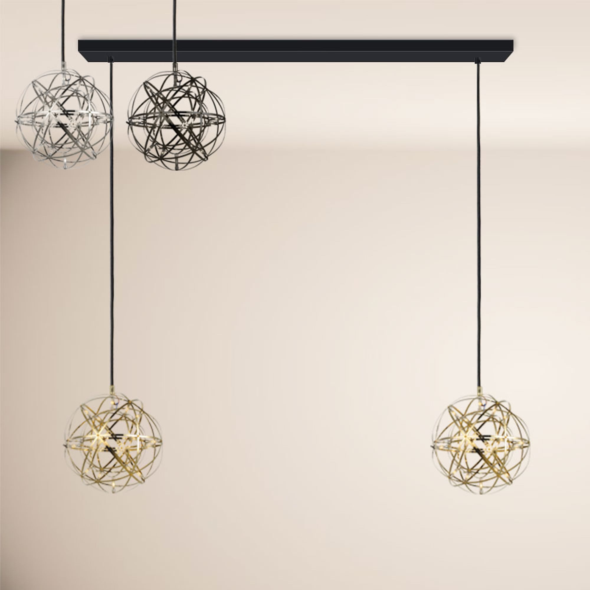 s.luce Pendelleuchte Atom LED Esstisch-Pendelleuchte 2-5-flammig Balken 160cm Chrom, Warmweiß