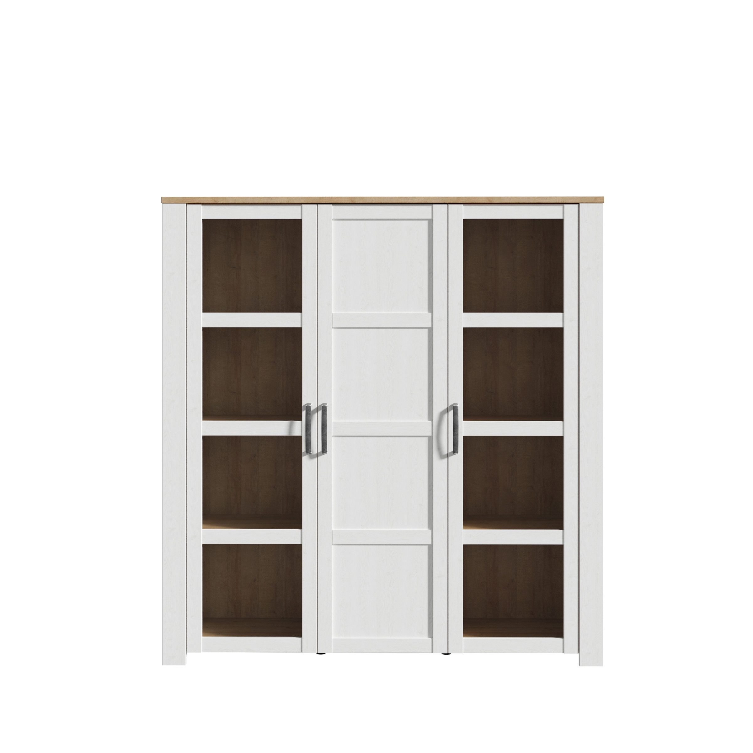 PREISBRECHER Stauraumvitrine BOHOL in Eiche Dekor / Sibiu - 151,1x160,6x42cm (BxHxT)