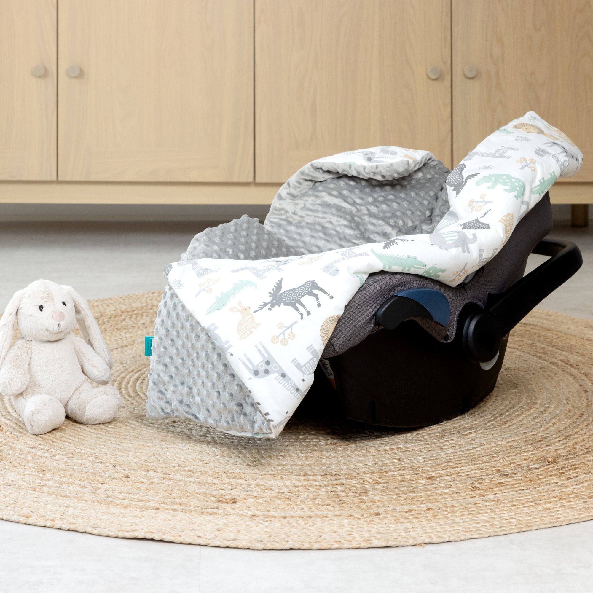 Tierwelt für Navaris Babyschale - Decke Fußsack Design, universal Einschlagdecke - -