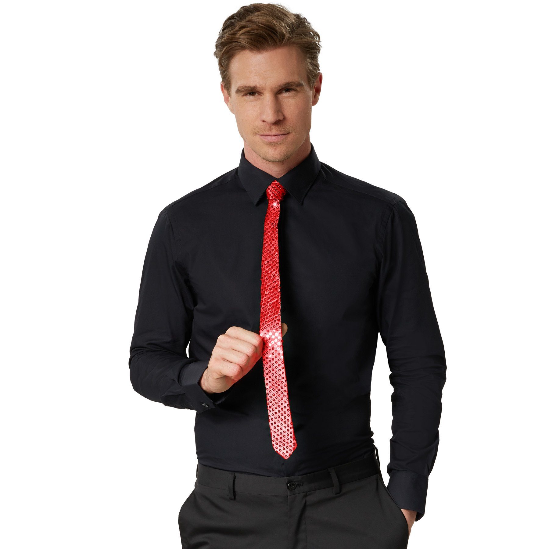 dressforfun Kostüm Pailletten-Krawatte, Schmale Unisex-Krawatte in Einheitsgröße