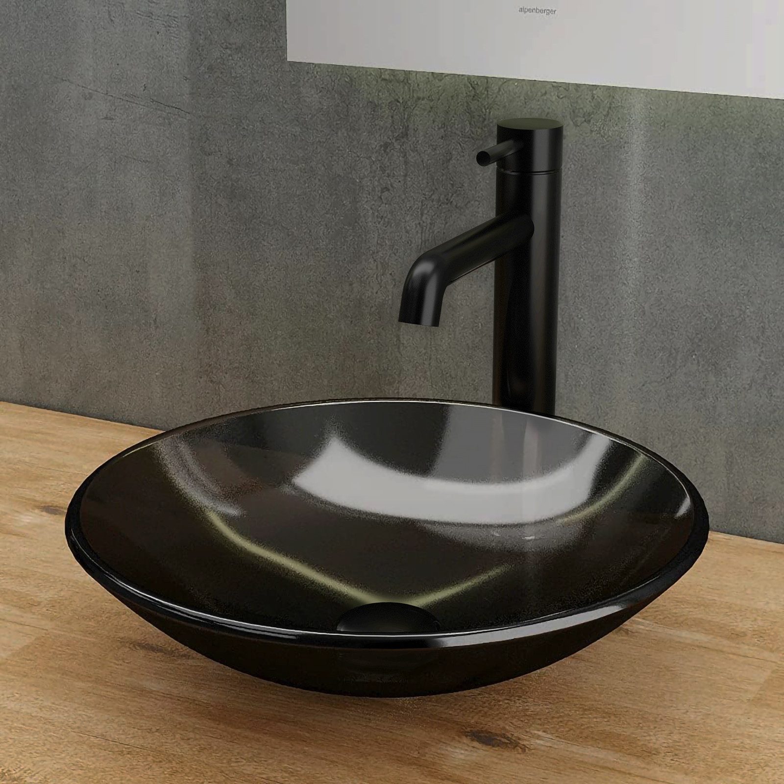 Alpenberger Waschschüssel Miniwaschbecken Aufsatzwaschbecken - Schwarzes Wa günstig online kaufen