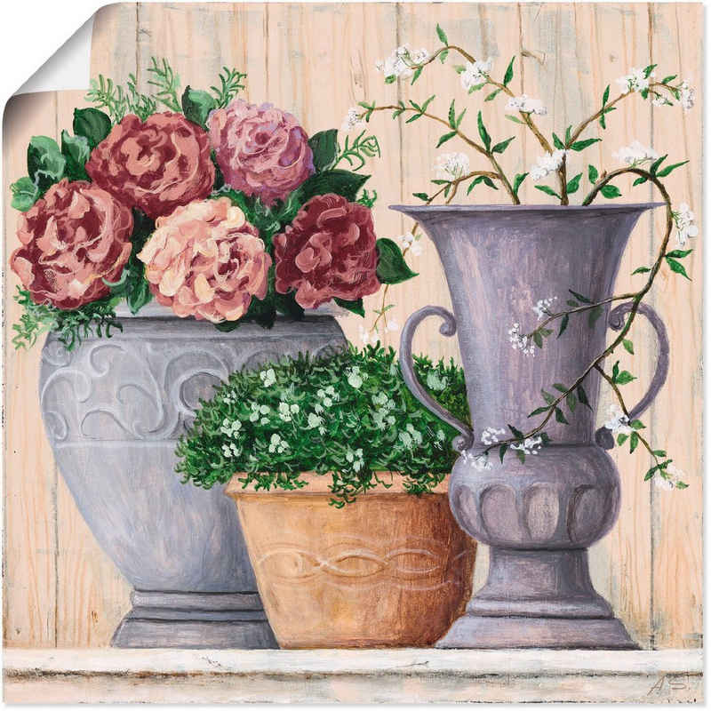 Artland Wandbild Antike Blumen_hell, Vasen & Töpfe (1 St), als Alubild, Leinwandbild, Wandaufkleber oder Poster in versch. Größen