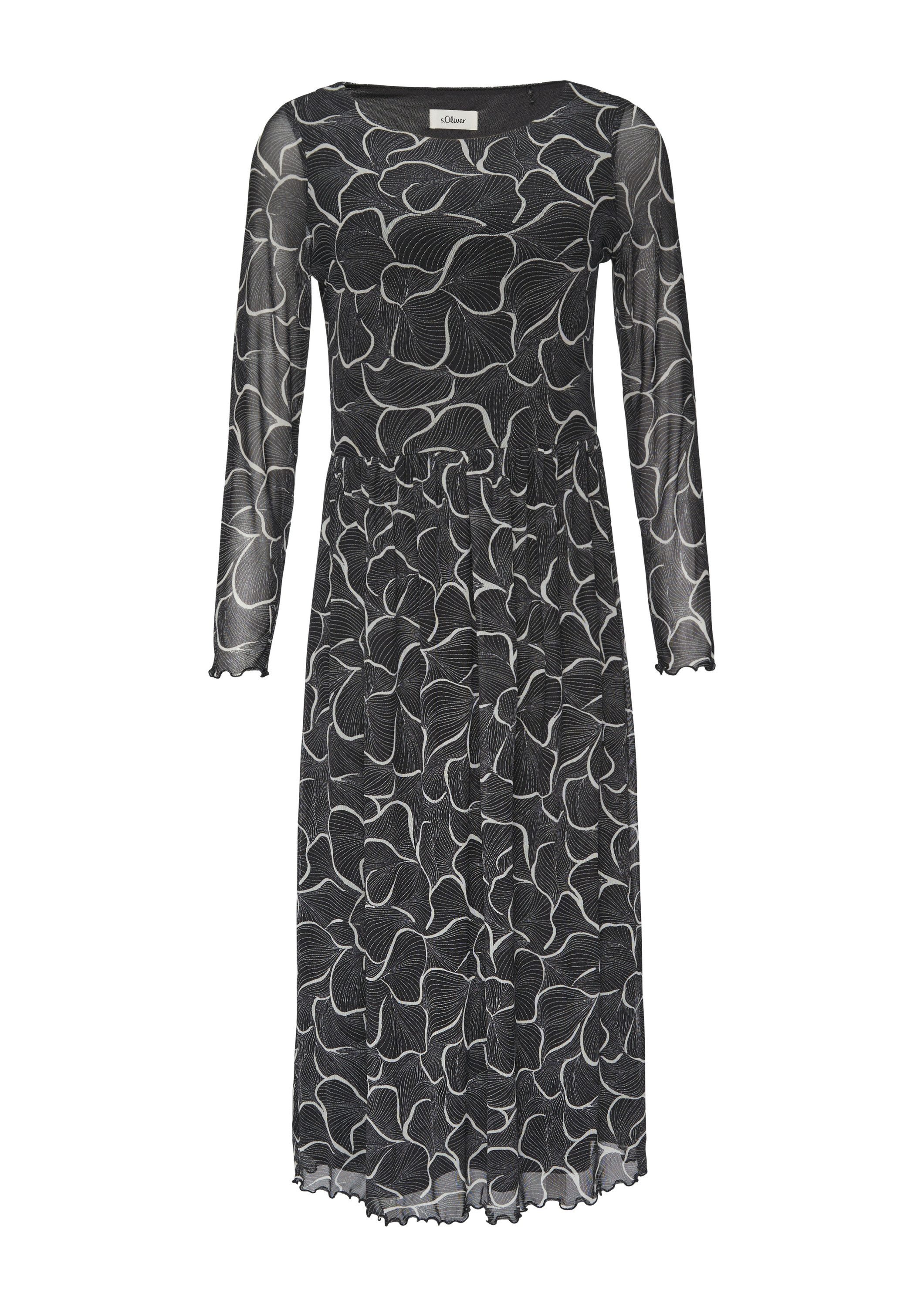 s.Oliver Midikleid Kleid Mesh-Kleid mit U-Boot-Ausschnitt