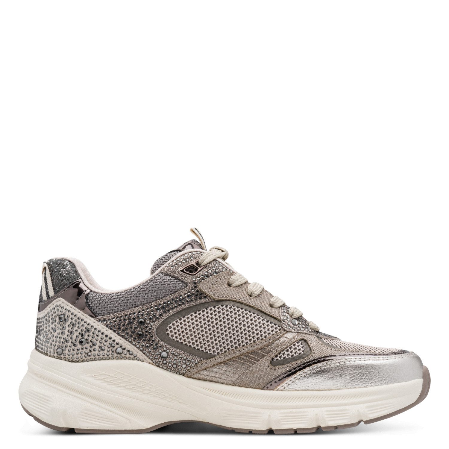 Tamaris GREY GLAM Plateausneaker Freizeitschuh, Halbschuh, Keilsneaker im angesagtem Metallic-Look